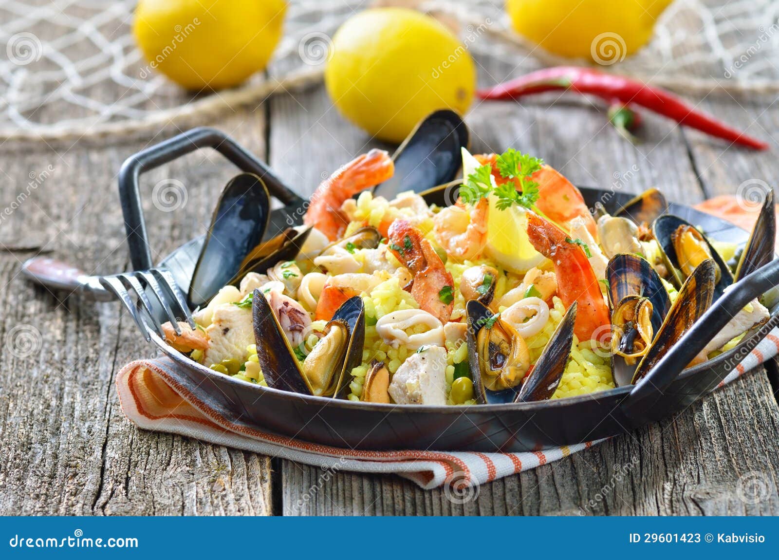 Paella stock image. Image of prawn, portuguese, dish 29601423