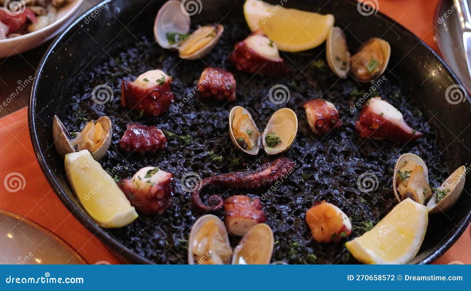 Paella Black Ink, Octopus and Clams Stock Photo Image of rice, food