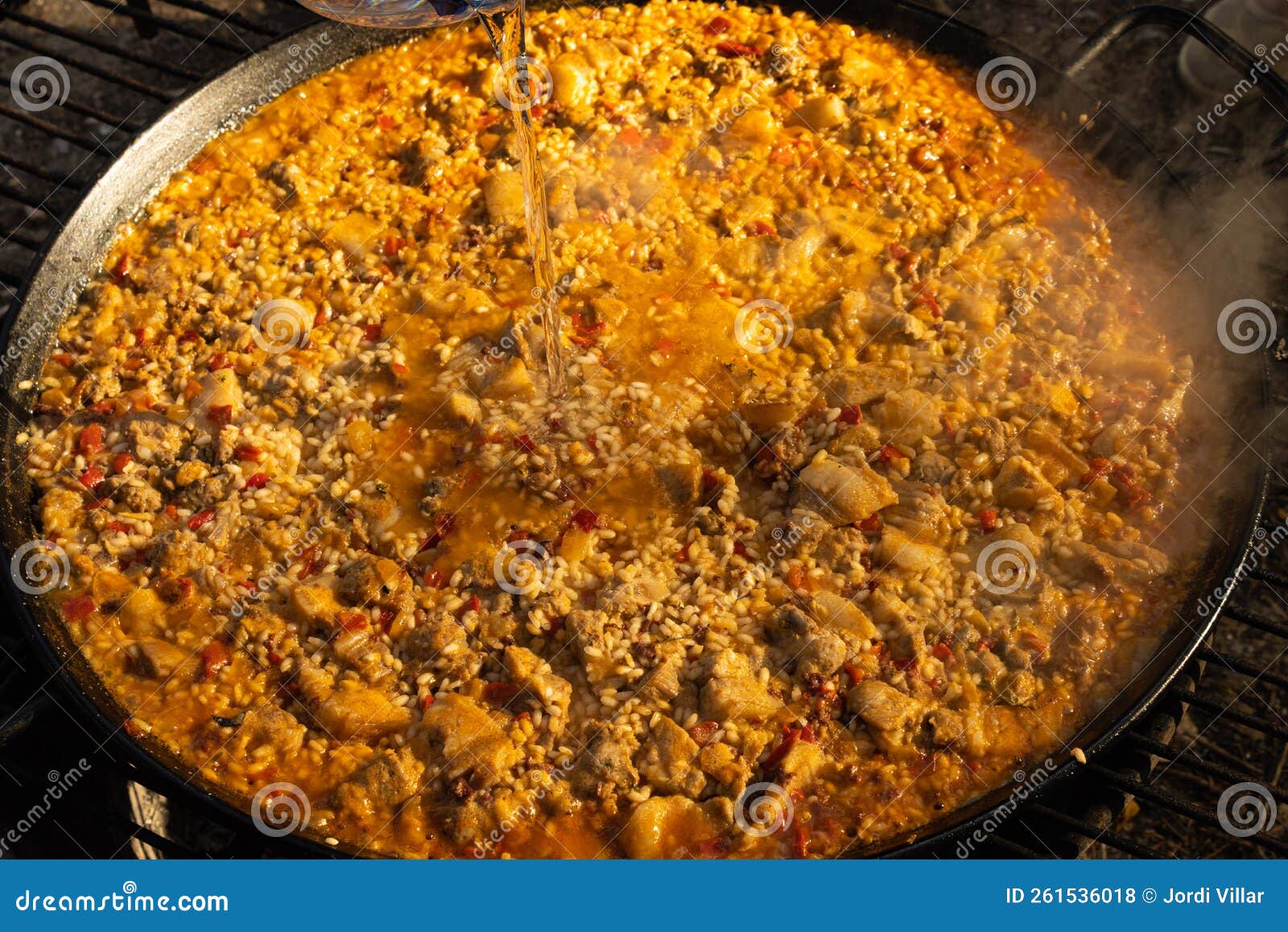 Paella Cooked Over Firewood, Spanish Dish Stock Photo Image of rice