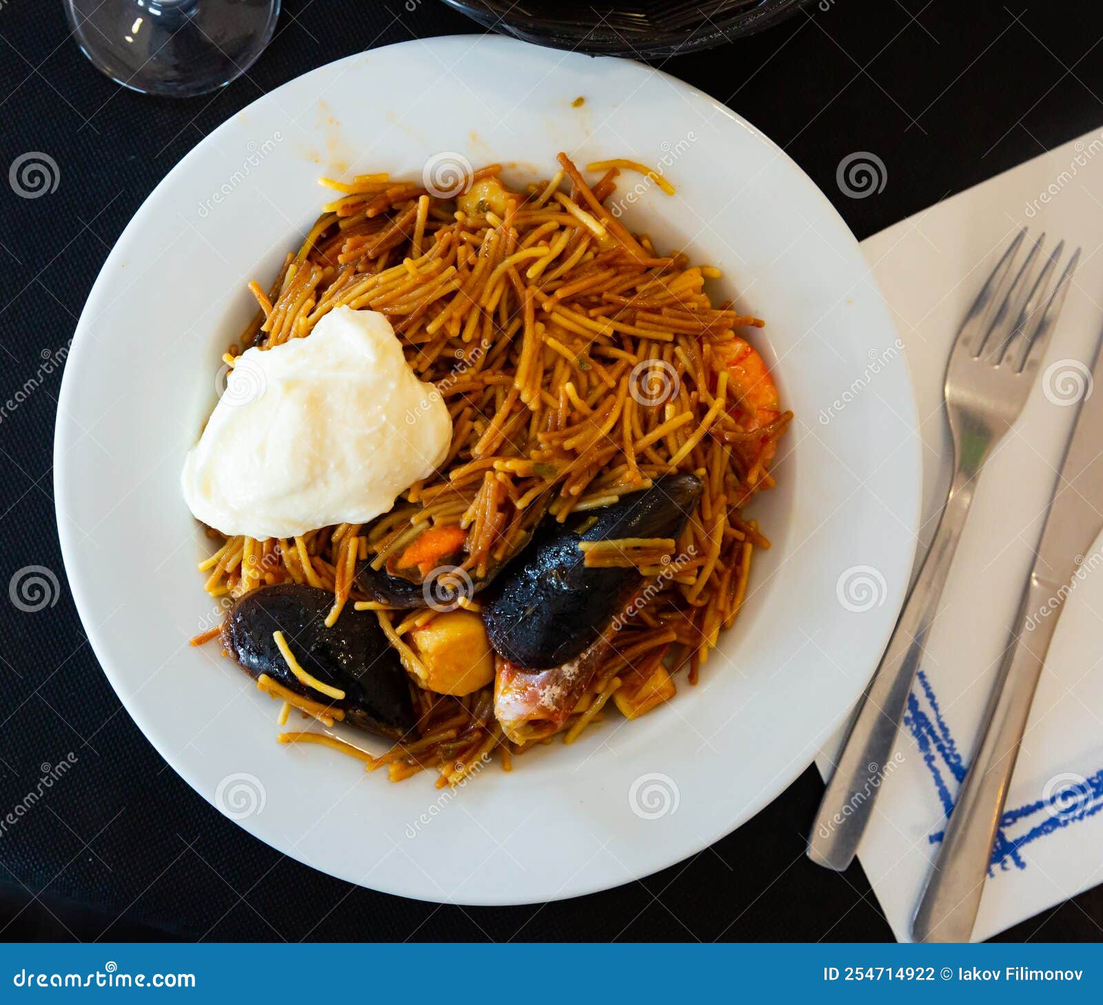 Image of Paella Noodles with Prawns and Shells Stock Photo Image of