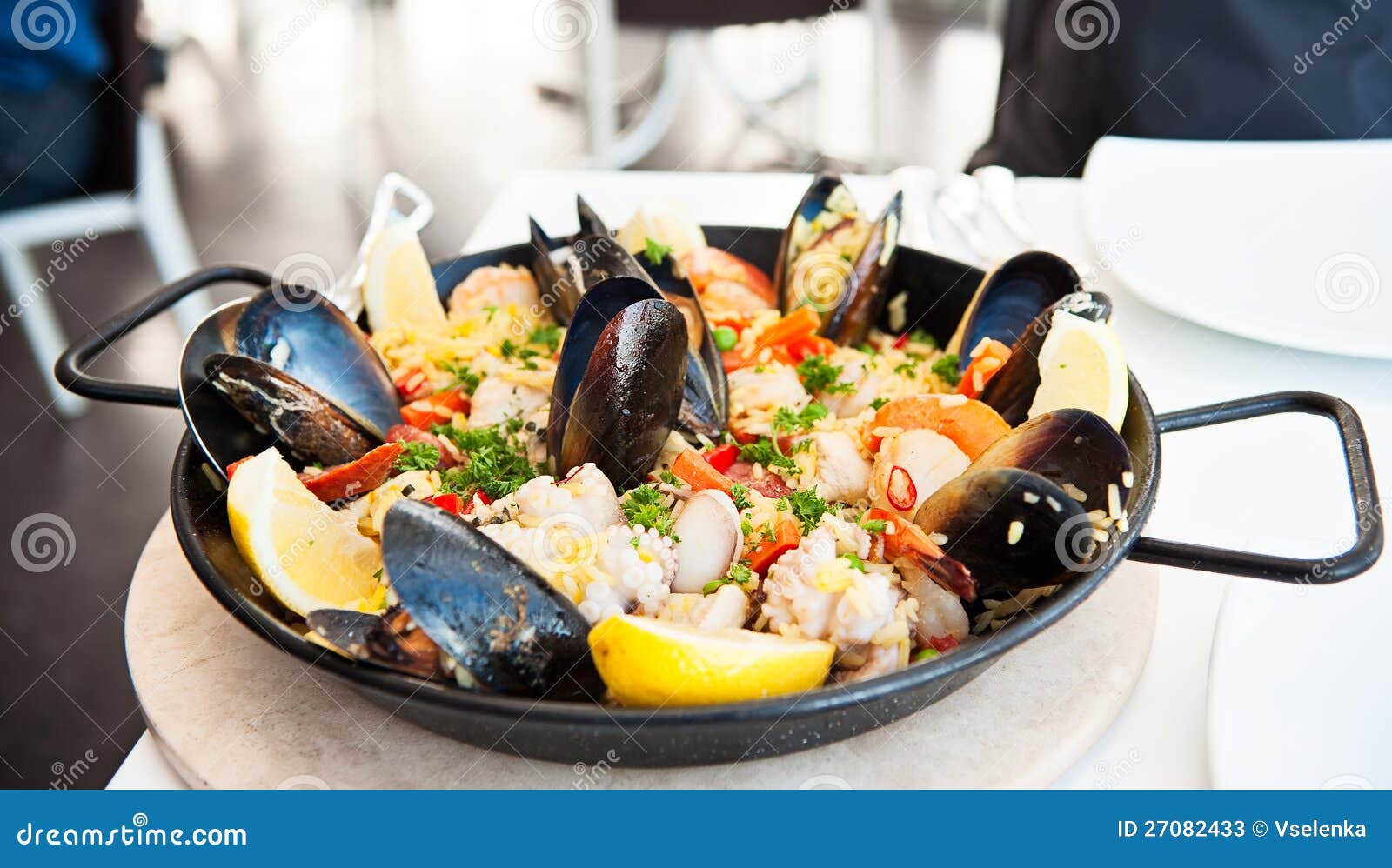 Paella pan stock image. Image of prepared, fresh, chicken 27082433