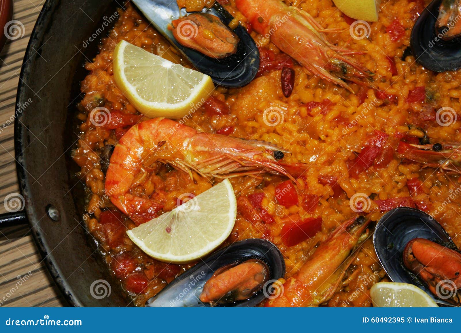 Paella stock image. Image of food, clams, crustacean 60492395