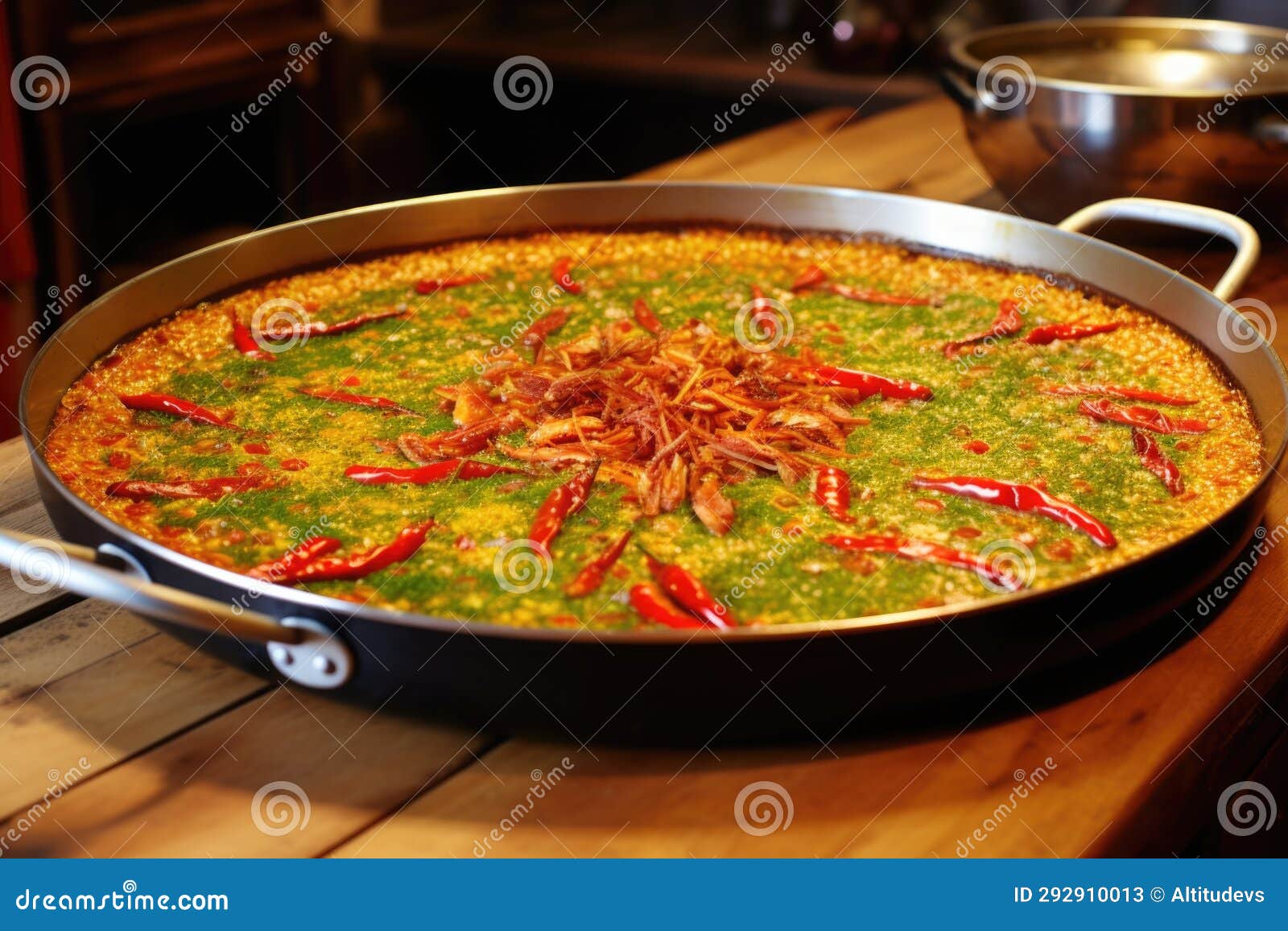 Paella Pan Showing the Crispy, Caramelized Rice Bottom Stock Image