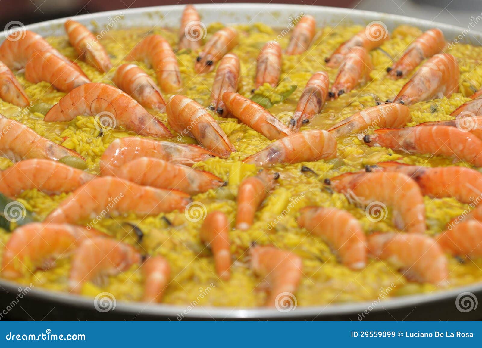 Paella Rice with Prawns Cooked Stock Image Image of gastronomy, mixed