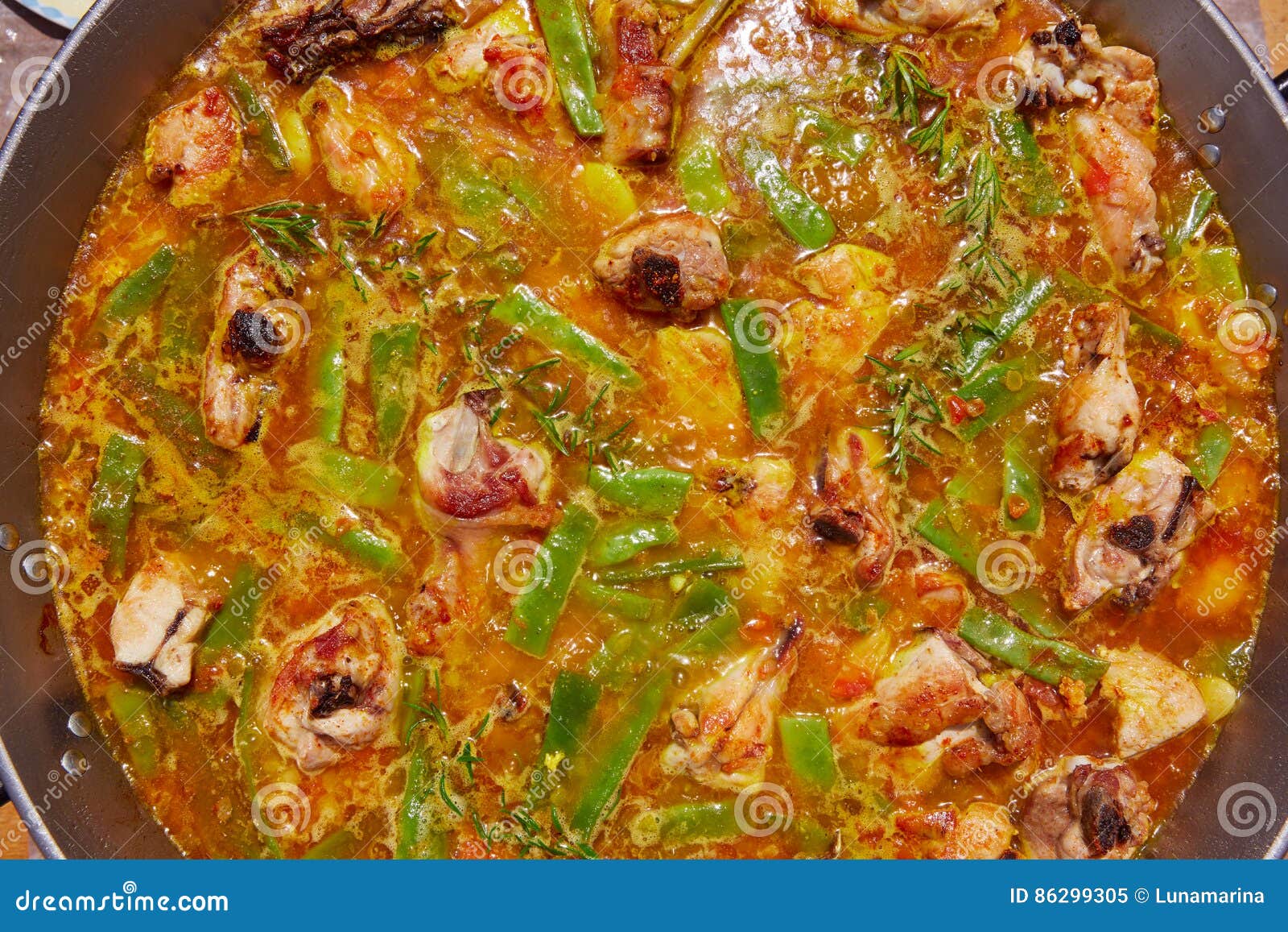 Paella from Spain Recipe Process Boiling Broth Stock Image Image of