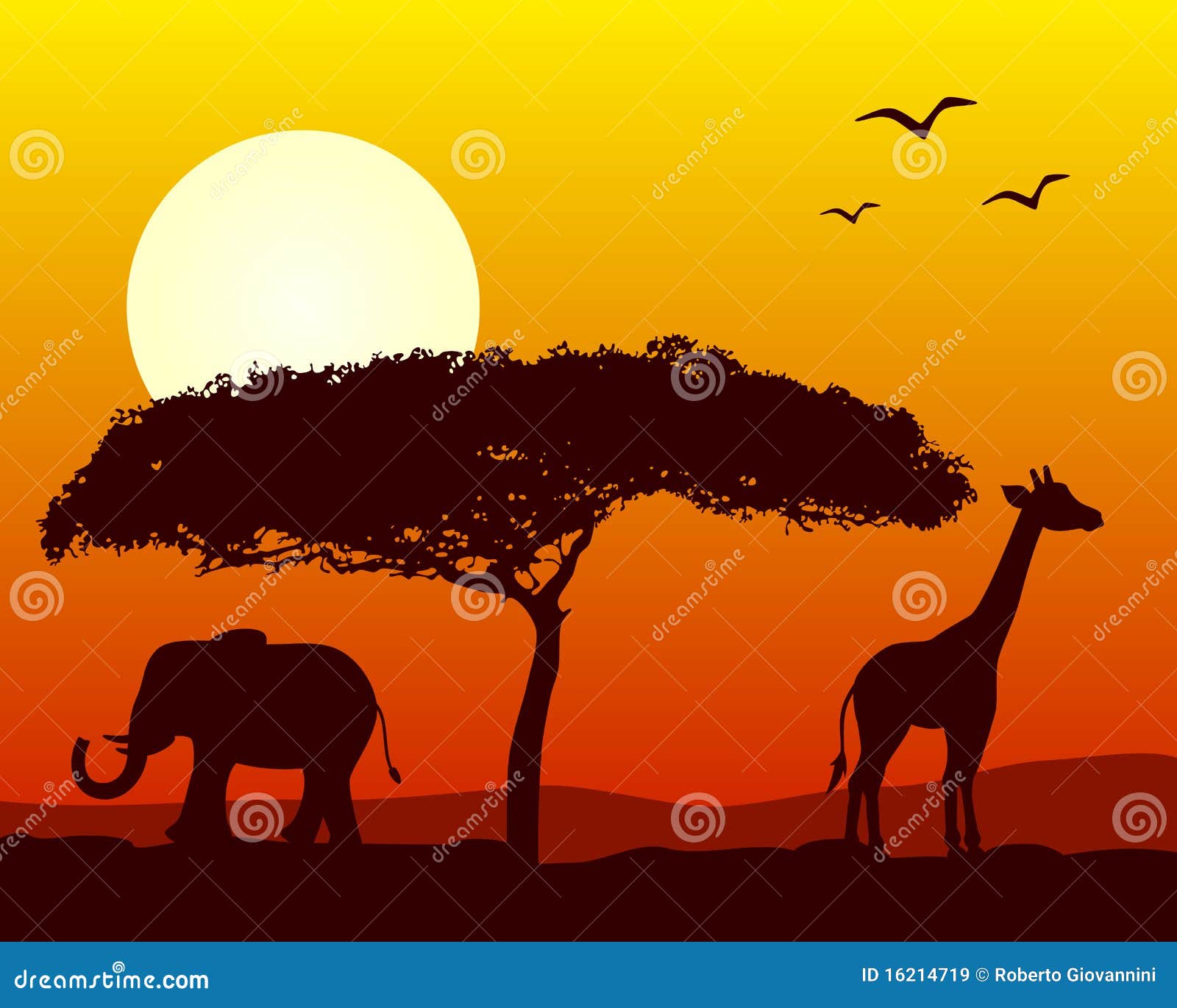 Paesaggio africano al tramonto