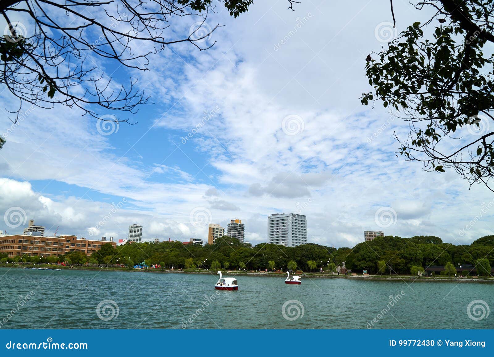 Paesaggio del parco di Ohori, uno spazio di rilassamento nella città di lungomare del ` s di Fukuoka