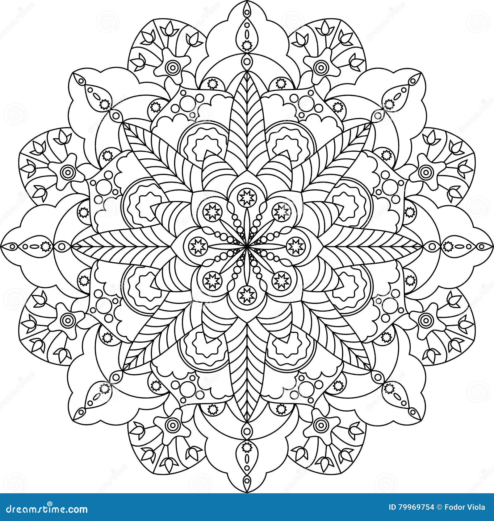 Fleur De Mandala Avec Le Petit Ombrage Au Centre Et Le Long Du Bord De La  Page De Coloration Zen De Pétales Pour Les Petits Et Les Illustration de  Vecteur - Illustration