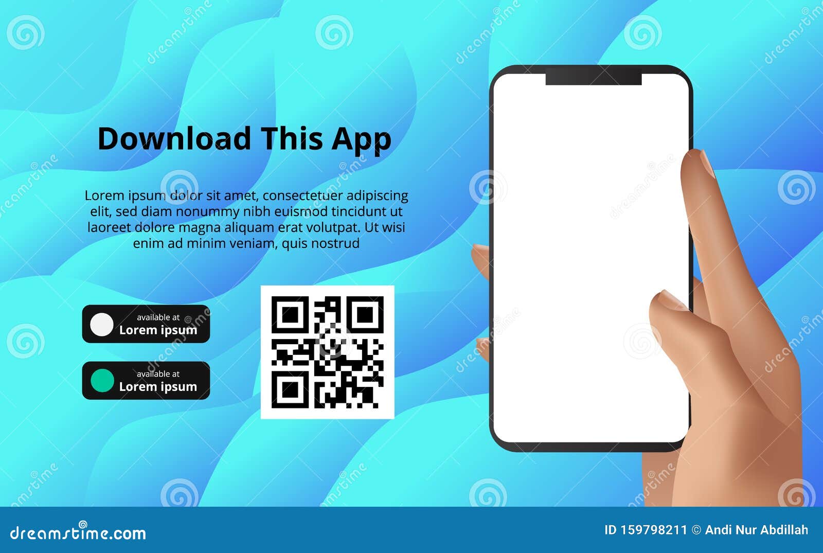 Page Banner Advertising for Downloading App for Mobile Phone, Smartphone.  Download Buttons with Scan Qr Code Template Stock Illustration -  Illustration of device, customer: 159798211