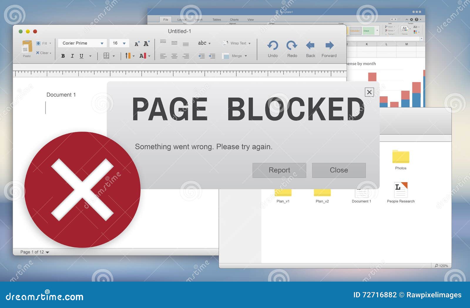 Page Blocked Browsing Connection Data Failure Concept Stock