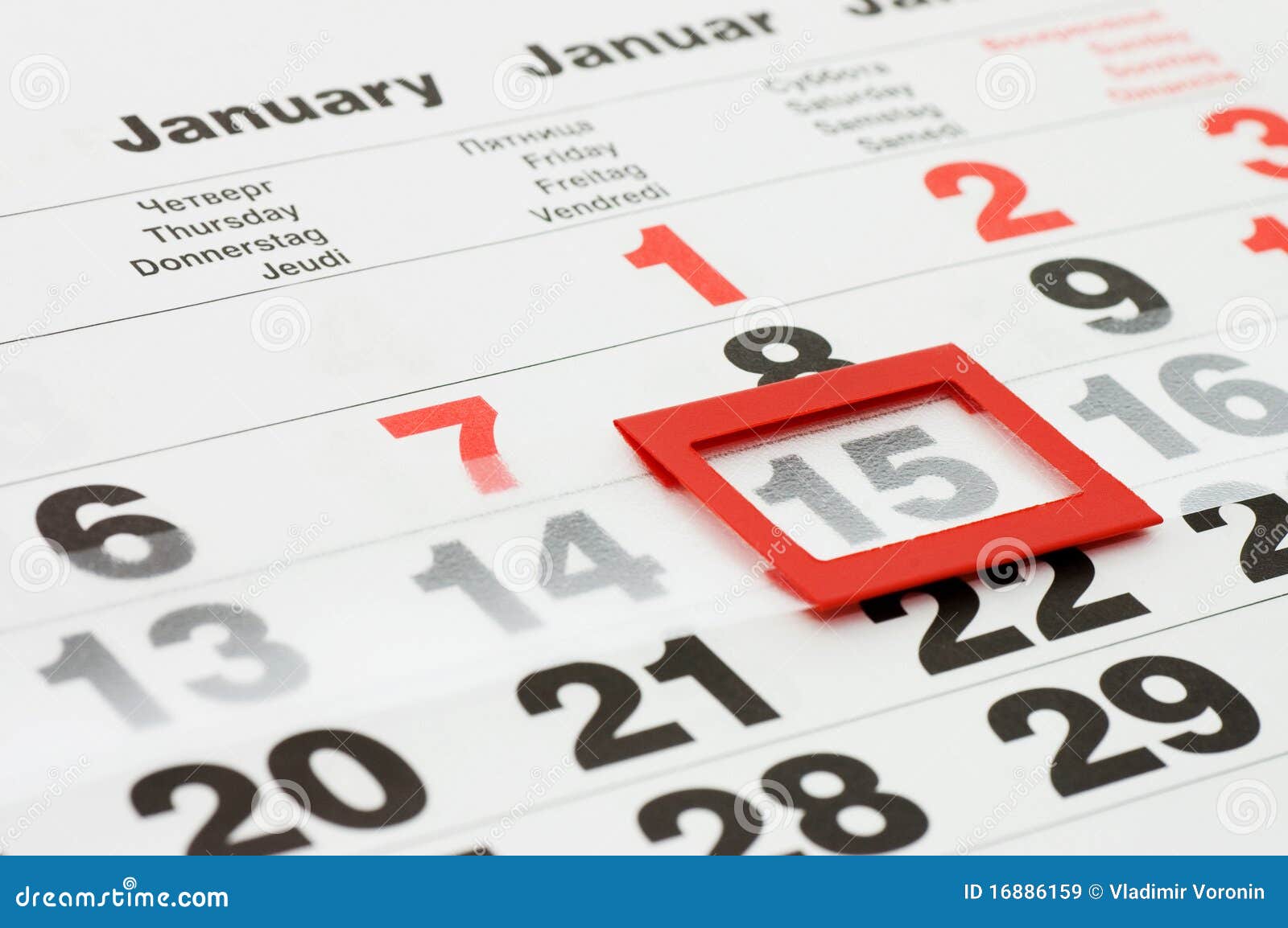 Page of Calendar Showing Date of Today Stock Image Image of close