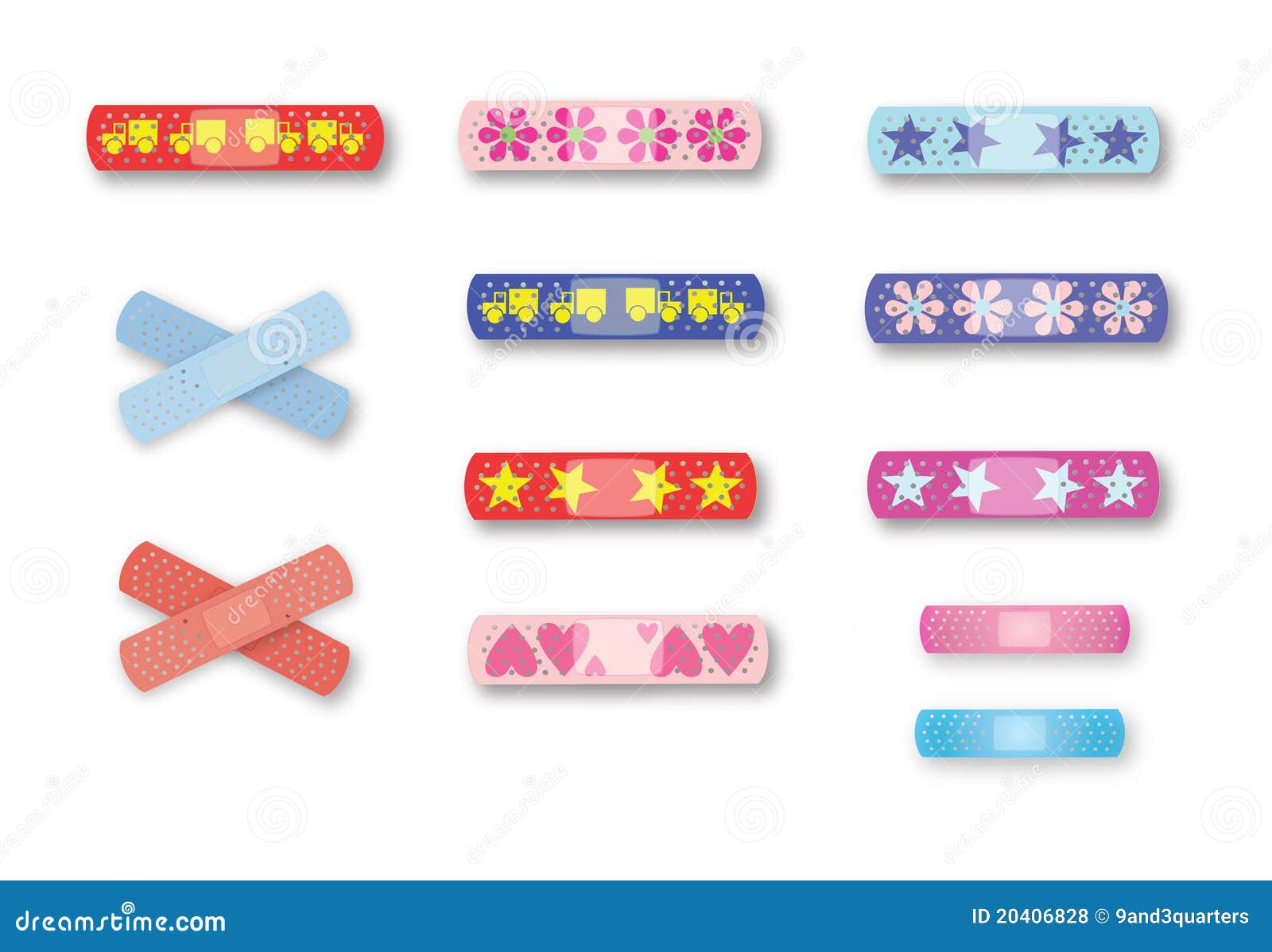 Page of Colorful Kids Bandages Stock Vector Illustration of care
