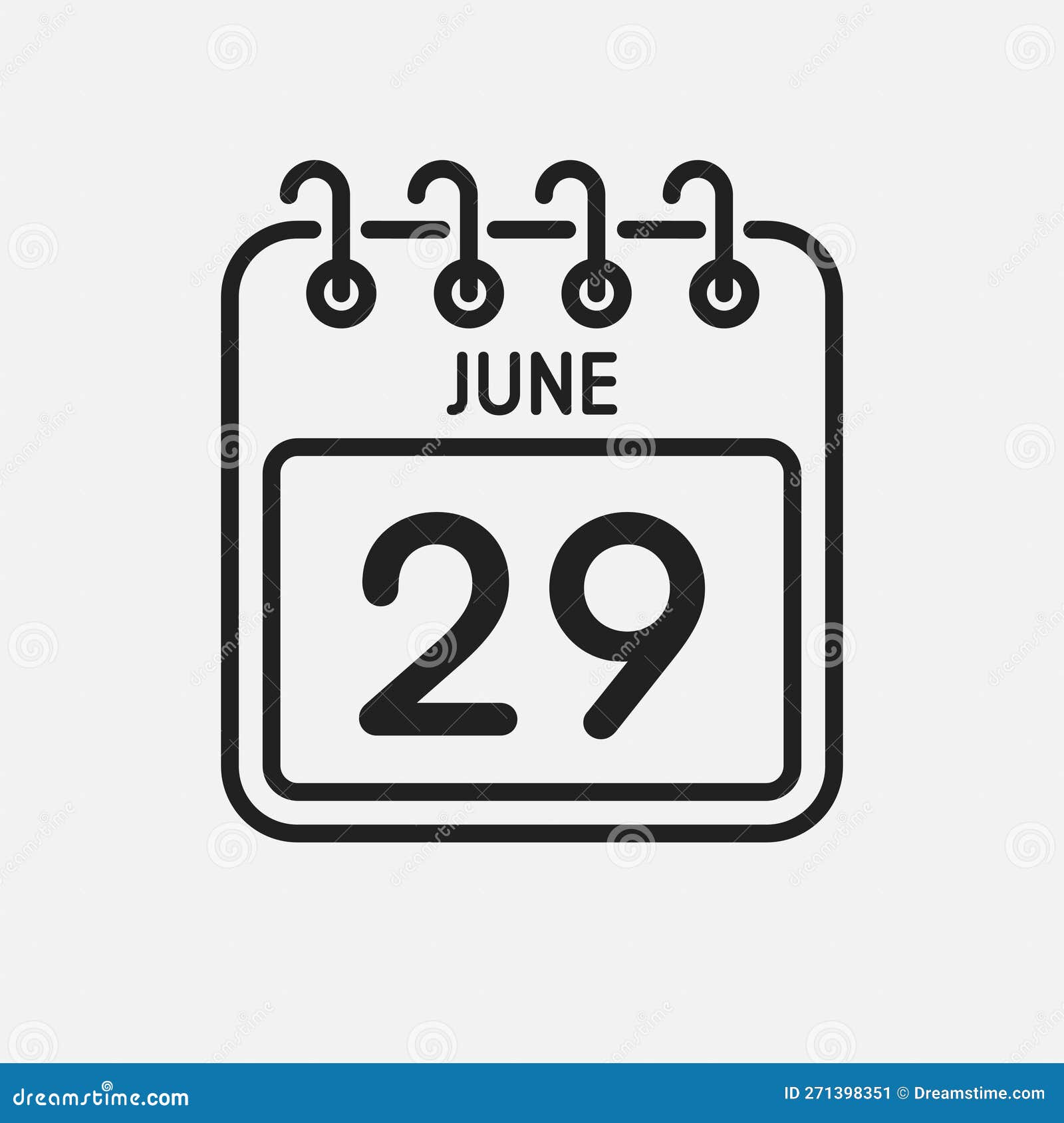 Page D'icône Jour Du Calendrier 29 Juin Illustration Stock - Illustration of papier, minimal: 271398351