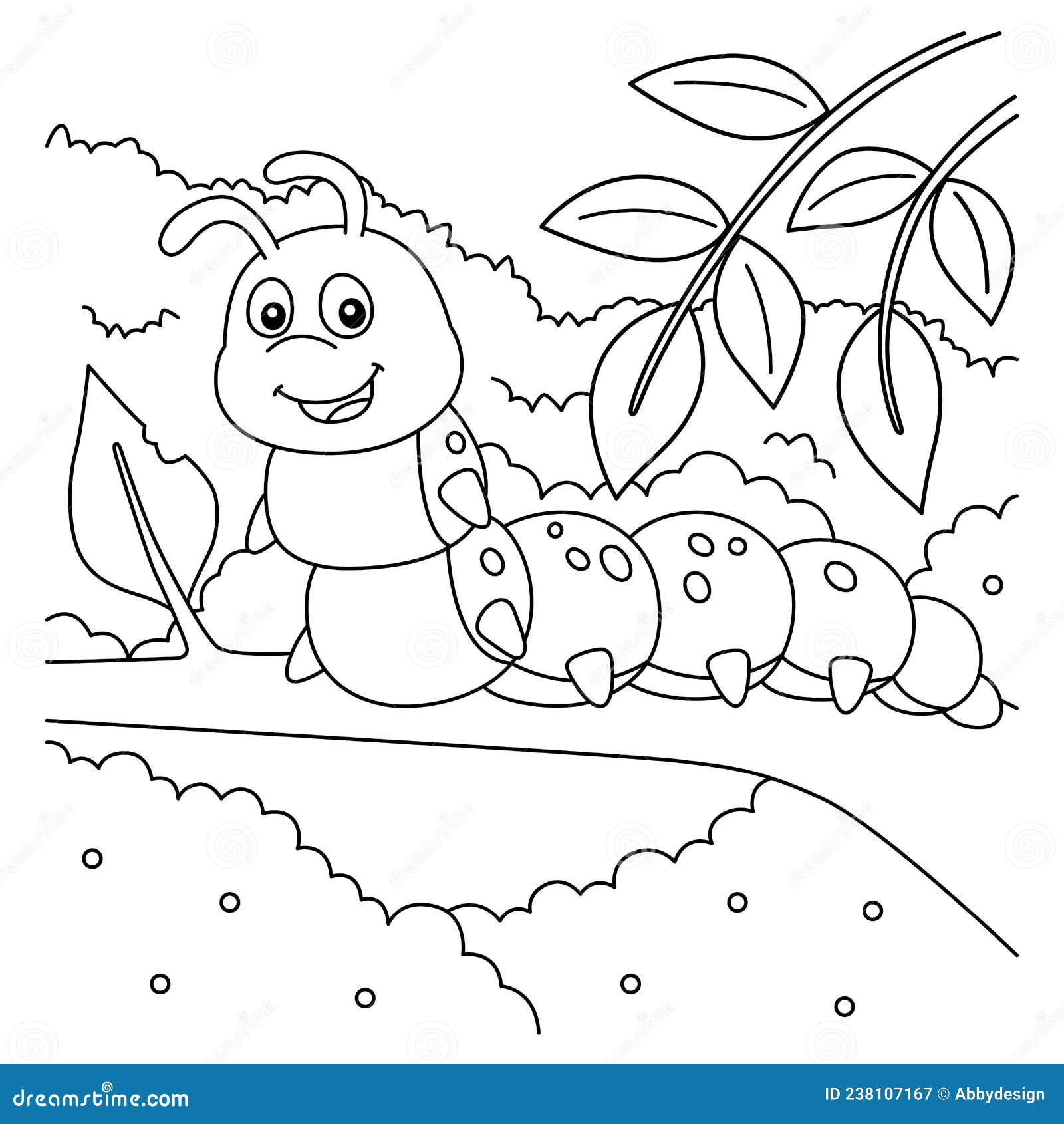 Page De Coloration De Chenille Pour Enfants Illustration de Vecteur -  Illustration du vert, dessin: 238107167