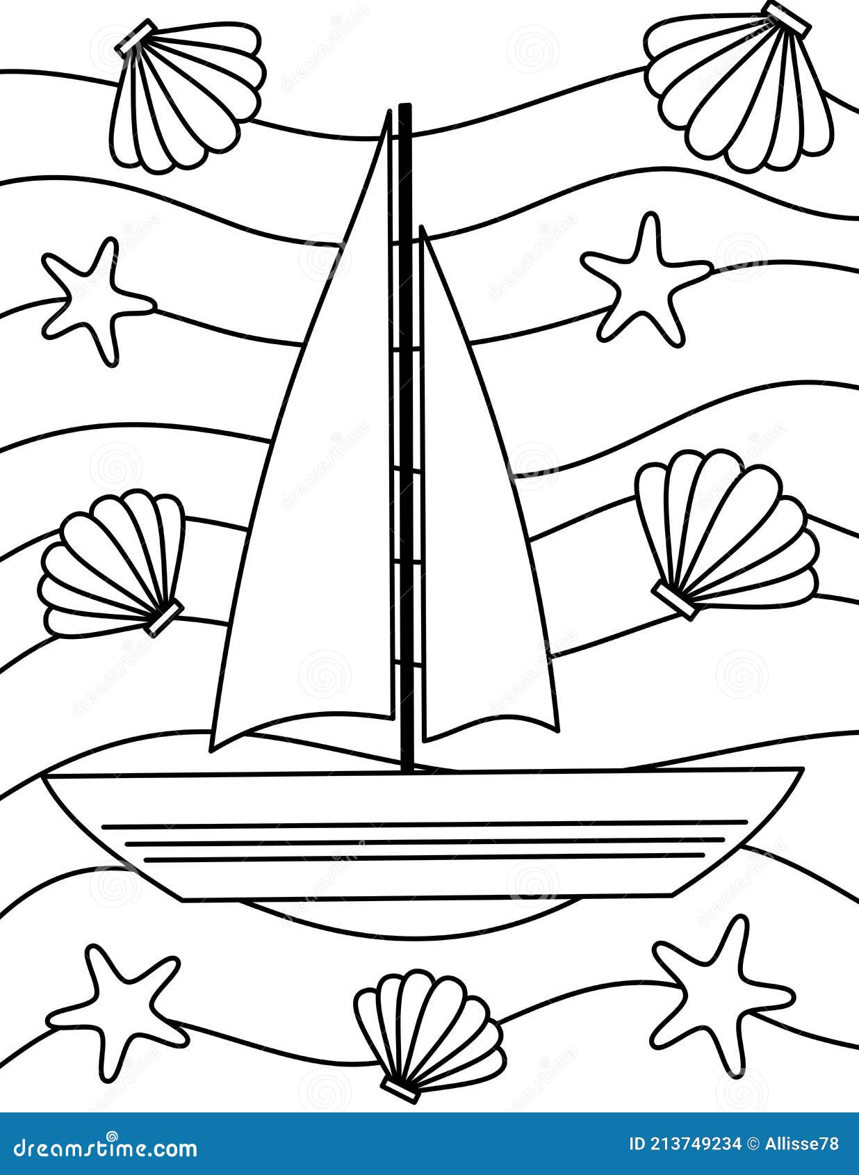 Coloriage étoile De Mer Et Coquillage Page De Coloriage De Dessin Animé Mignon Avec Coquillage De Bateau Et étoile De Mer Illustration Vectorielle Pour Les Enfants Illustration de Vecteur - Illustration du coloration, illustration: 213749234
