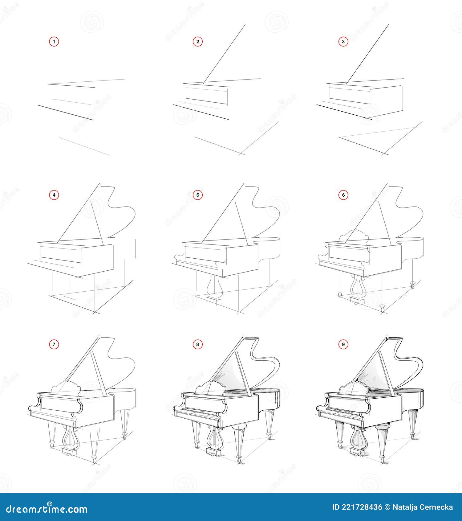 Piano Drawing - How To Draw A Piano Step By Step