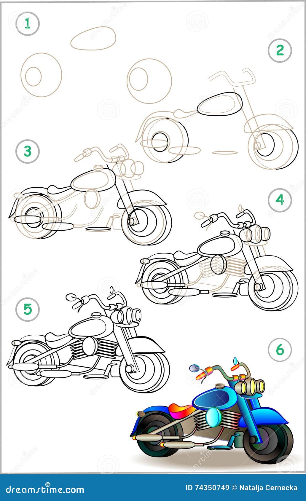 How to draw MOTO XJ 6 - step by step 
