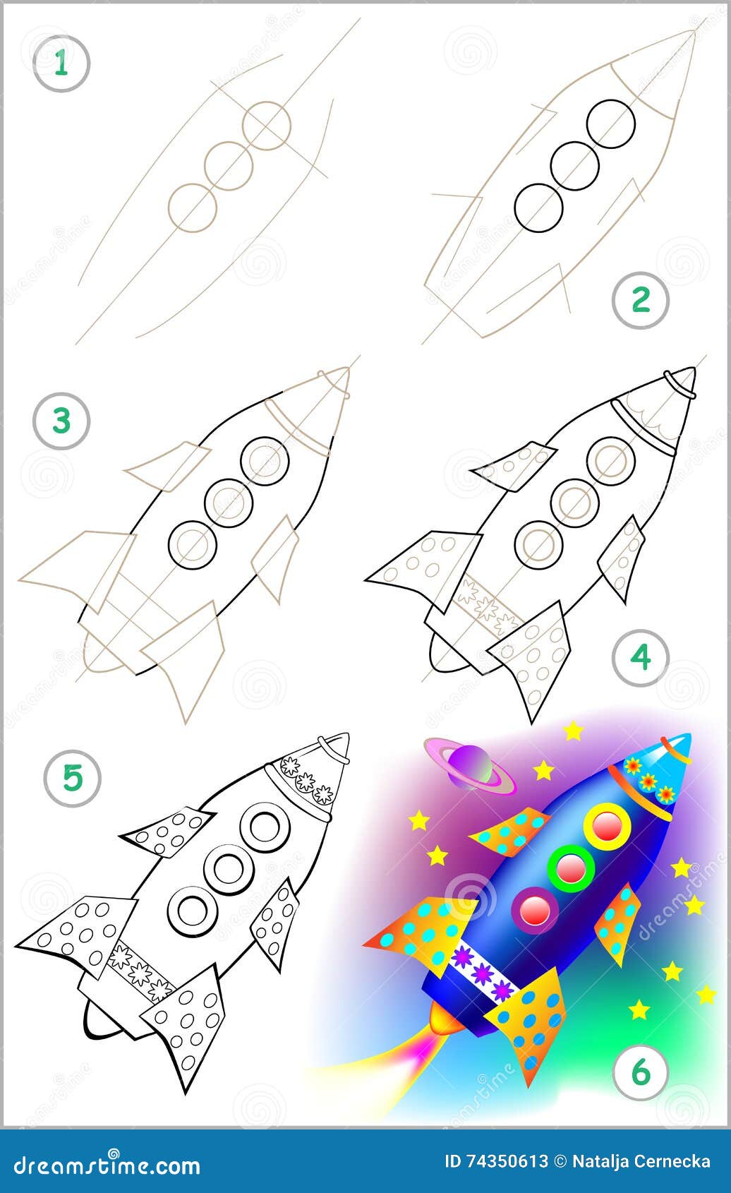 Rocket Drawing - How To Draw A Rocket Step By Step