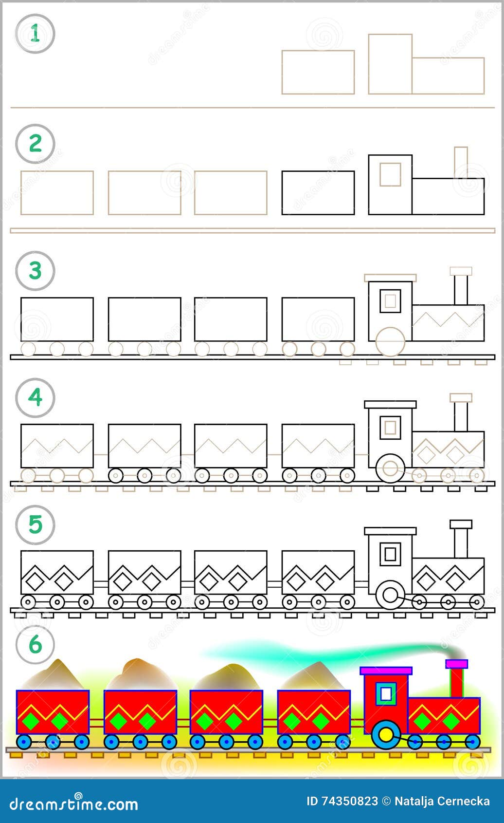 Train Drawing Tutorial - How to draw Train step by step