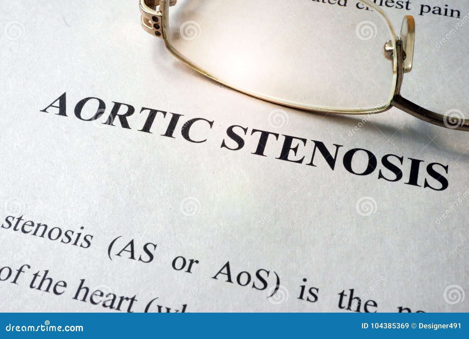 page with title aortic stenosis and glasses.