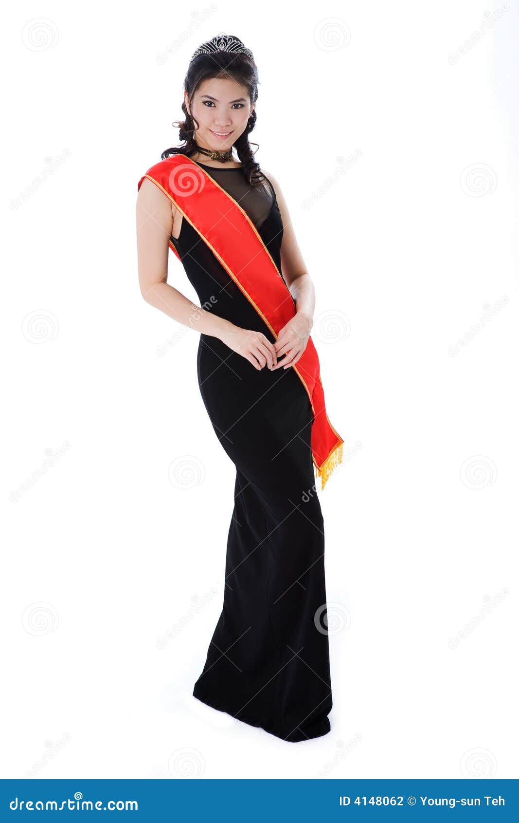 Pageant Queen Wearing Red Sash Stock Photo Image of girl, cheerful