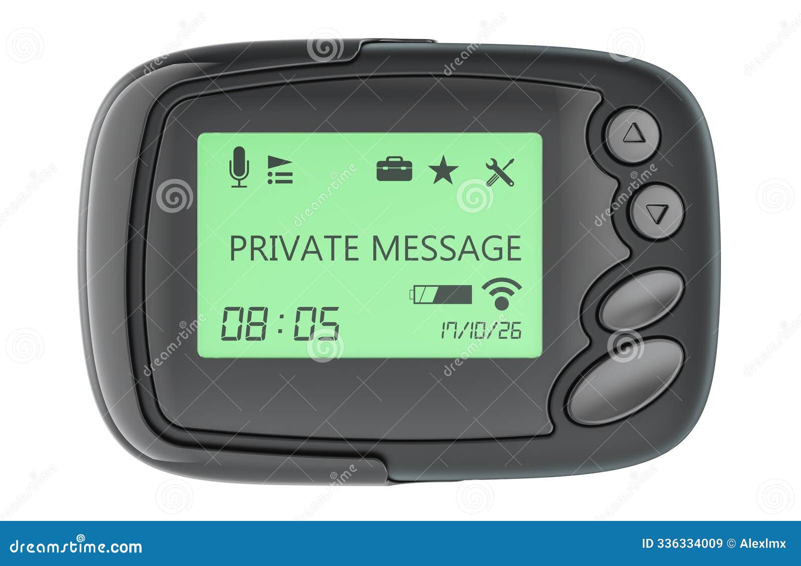 pager or beeper, front view. 3d rendering