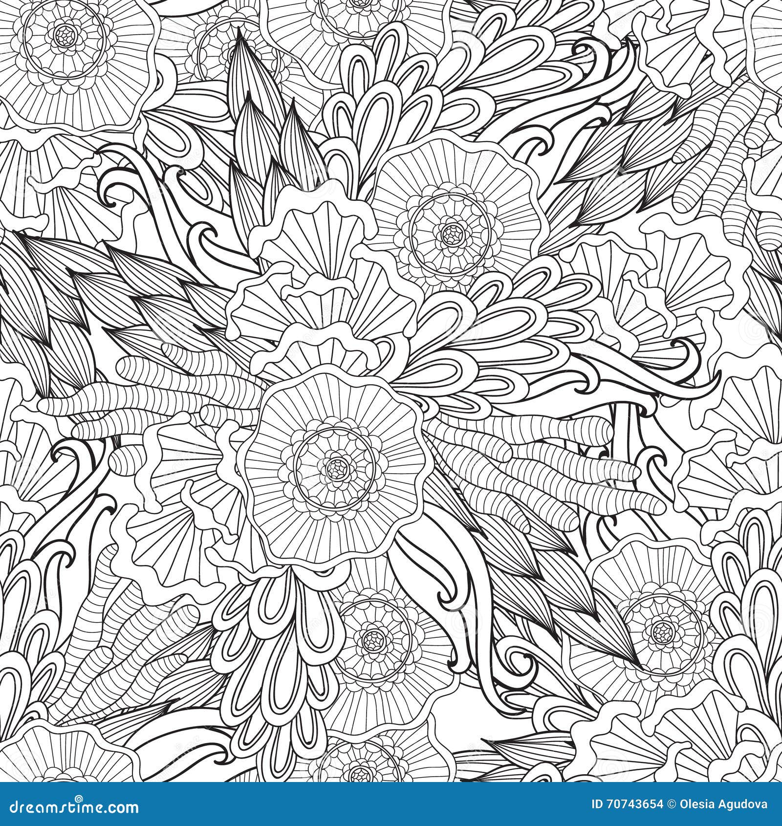 Pages pour livre de coloriage adulte L ornamental ethnique artistique tiré par la main a modelé le cadre floral dans le griffonna