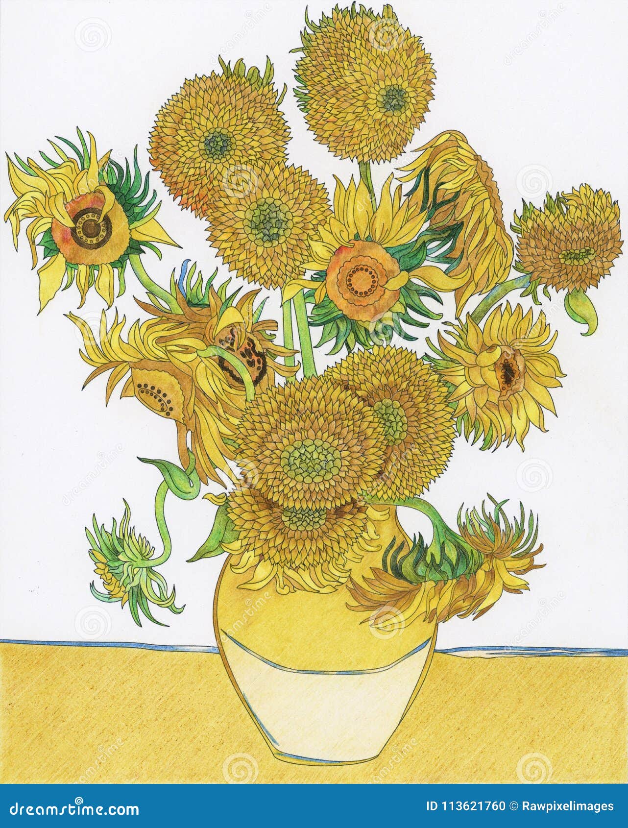 Pagina Adulta Di Coloritura Del Girasole Del S Di Van Gogh Illustrazione Di Stock Illustrazione Di Artista Pittura