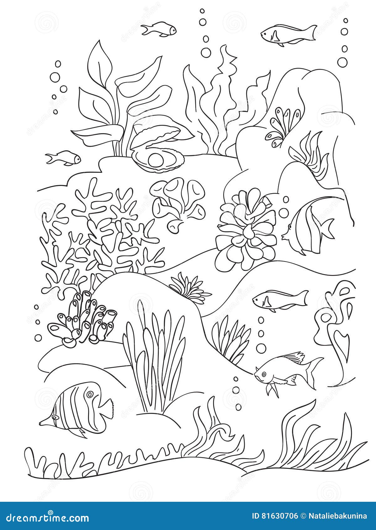 Pagina del libro da colorare del mare