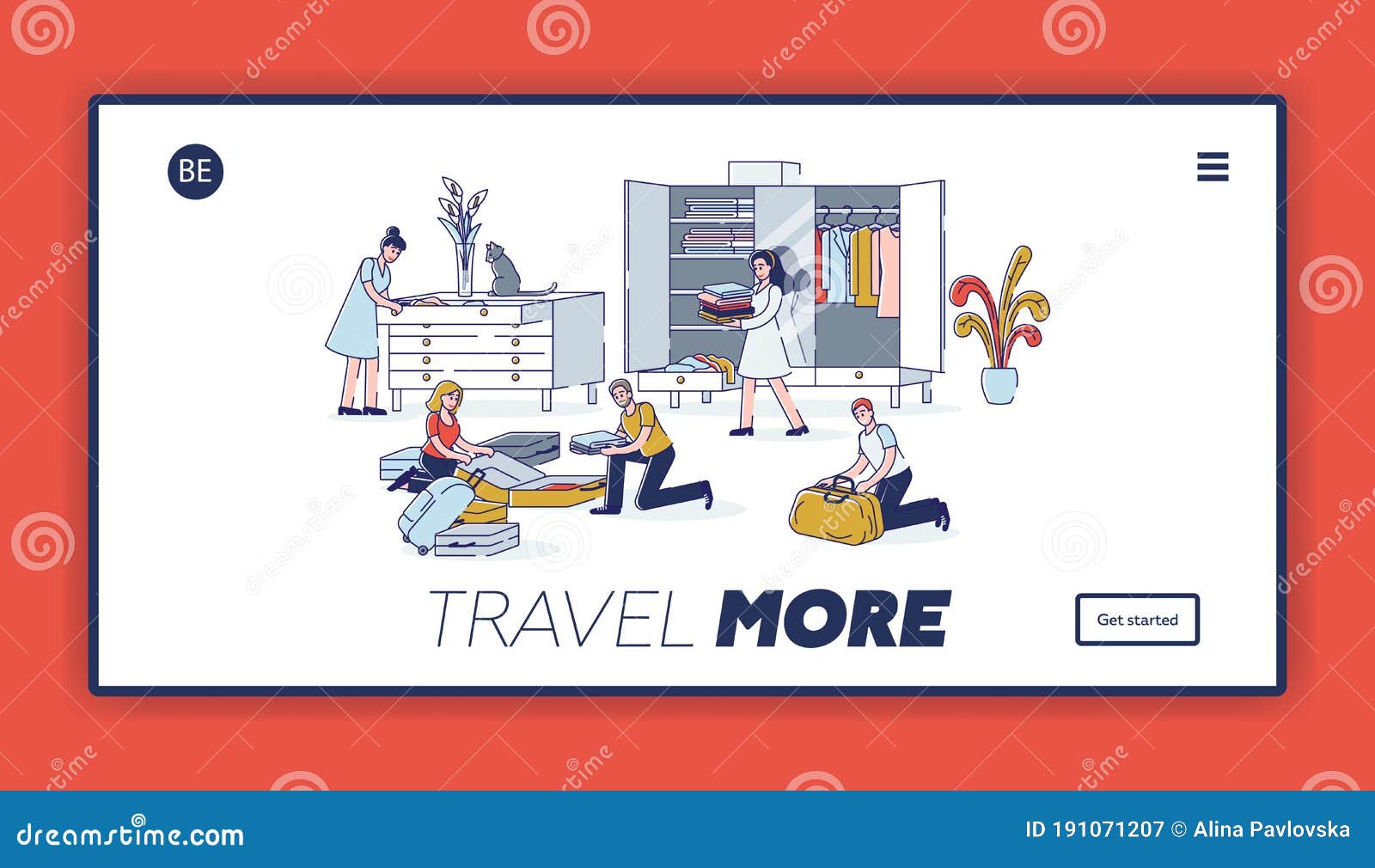 Pagina Di Destinazione Dell'imballaggio Di Viaggio Con Caricature Che  Preparano I Bagagli Per Il Viaggio Illustrazione Vettoriale - Illustrazione  di sfondo, sacchetto: 191071207