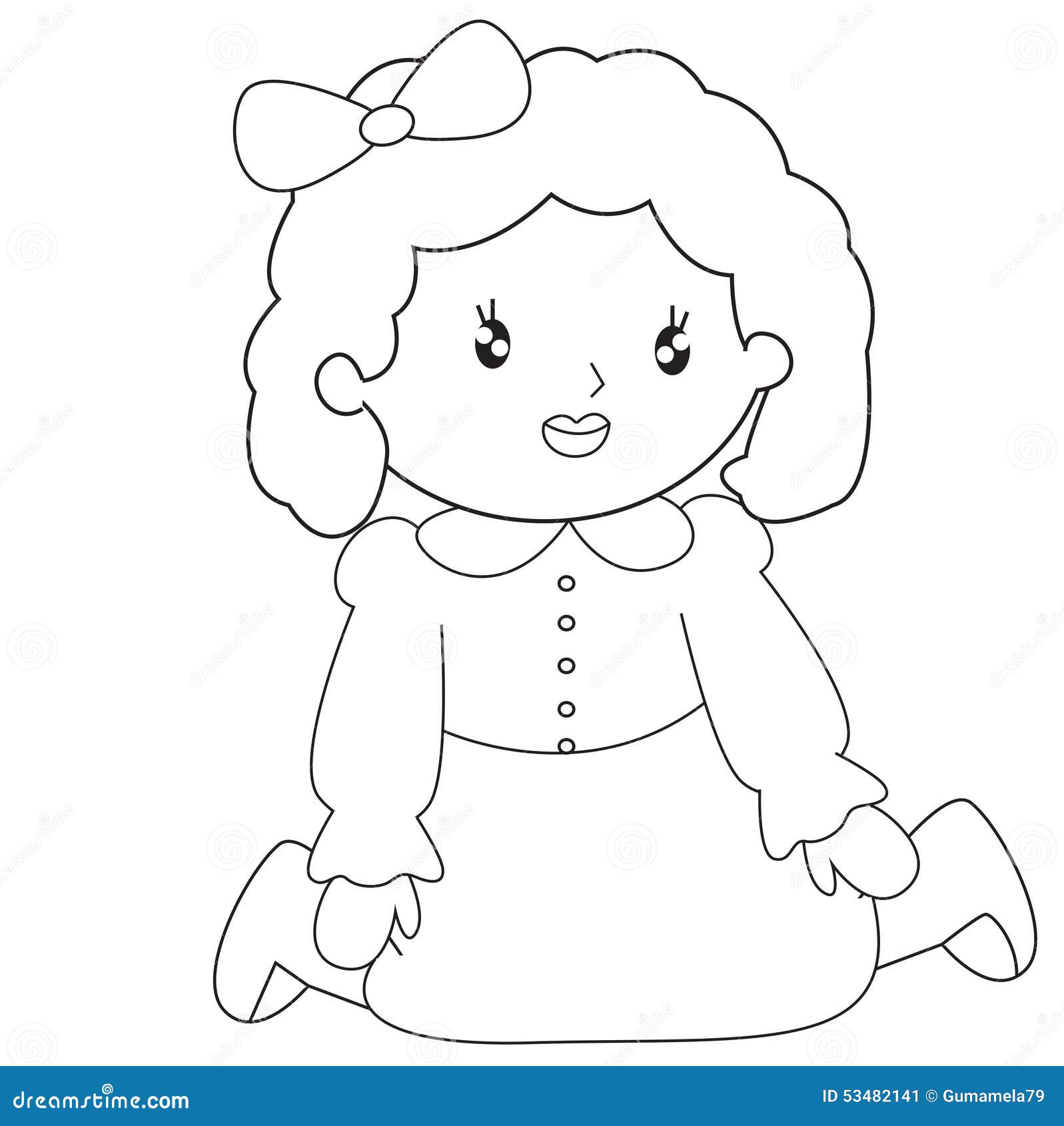 Pagina Di Seduta Di Coloritura Della Bambina Illustrazione di Pagina di seduta di coloritura della bambina Libera da Diritti