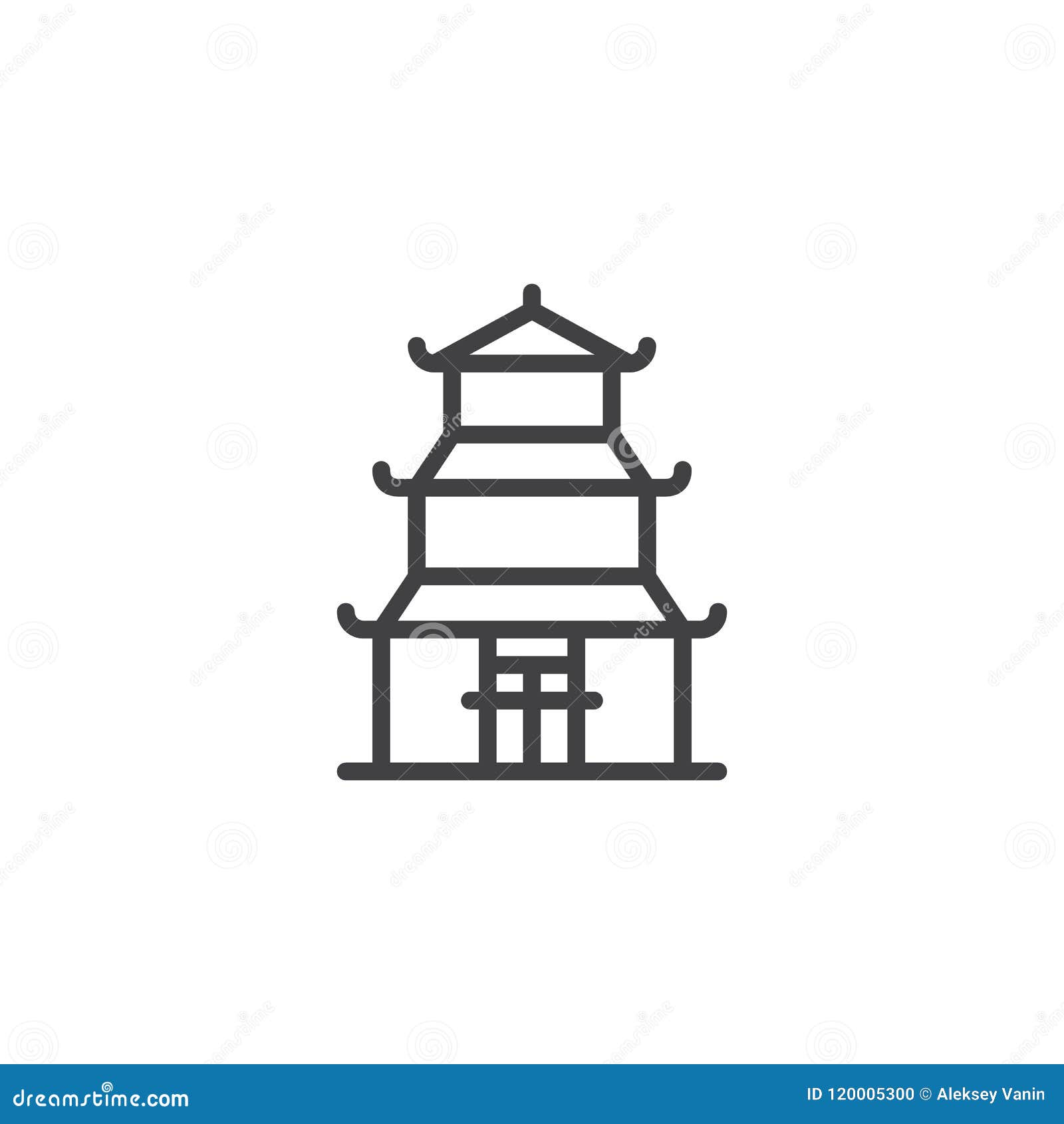 Pagoda Building Outline Icon Stock Vector - Illustration of landmark ...