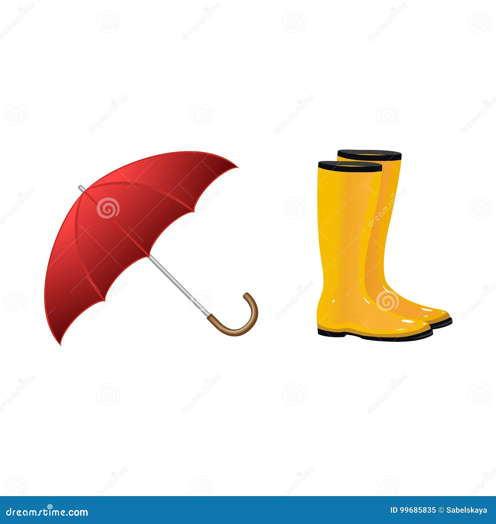 Paia Degli Stivali Di Pioggia, Dei Wellingtons E Dell Gomma, ombrello, stivali, icona. Ombrello, illustration