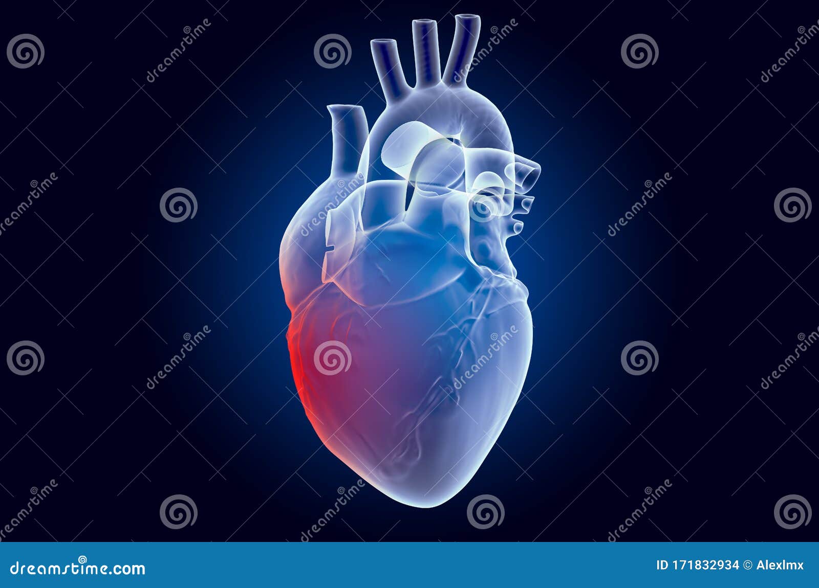 Pain in Heart Concept. Ghost Light Effect, Xray Hologram Stock Illustration Illustration of