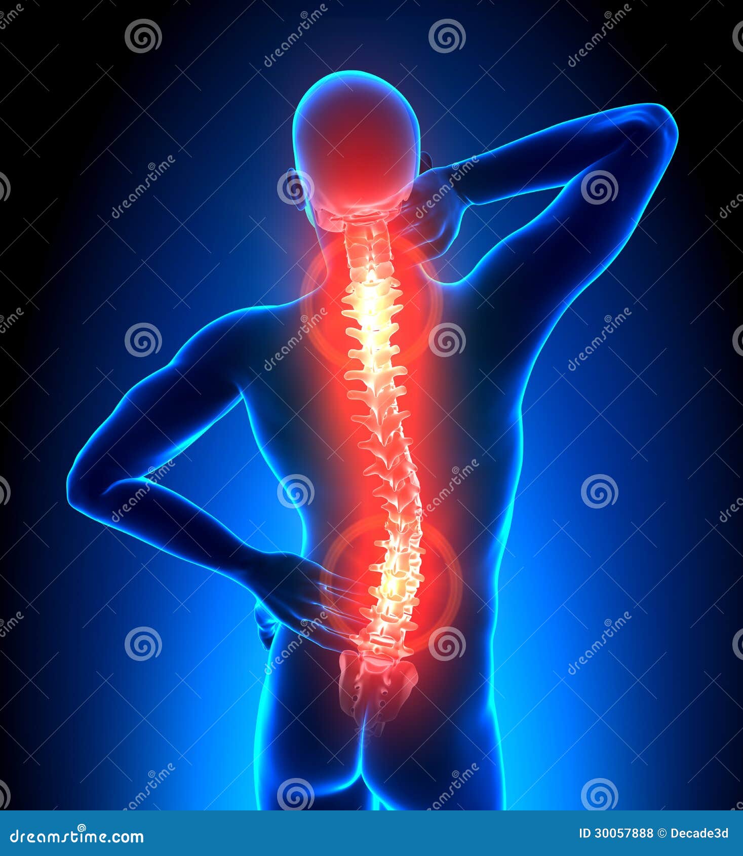 male hurt backbone - vertebrae pain