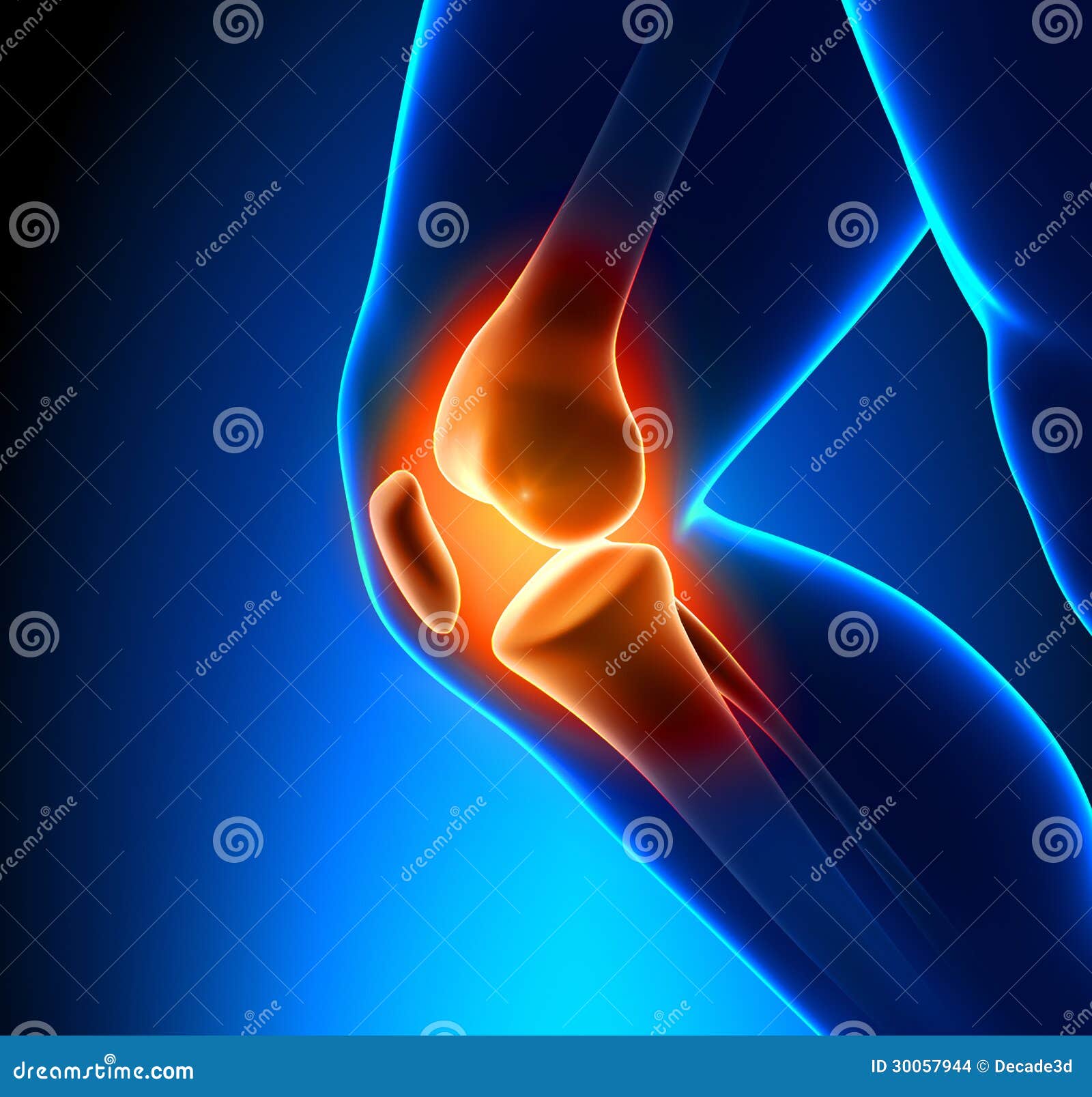 painful knee close-up
