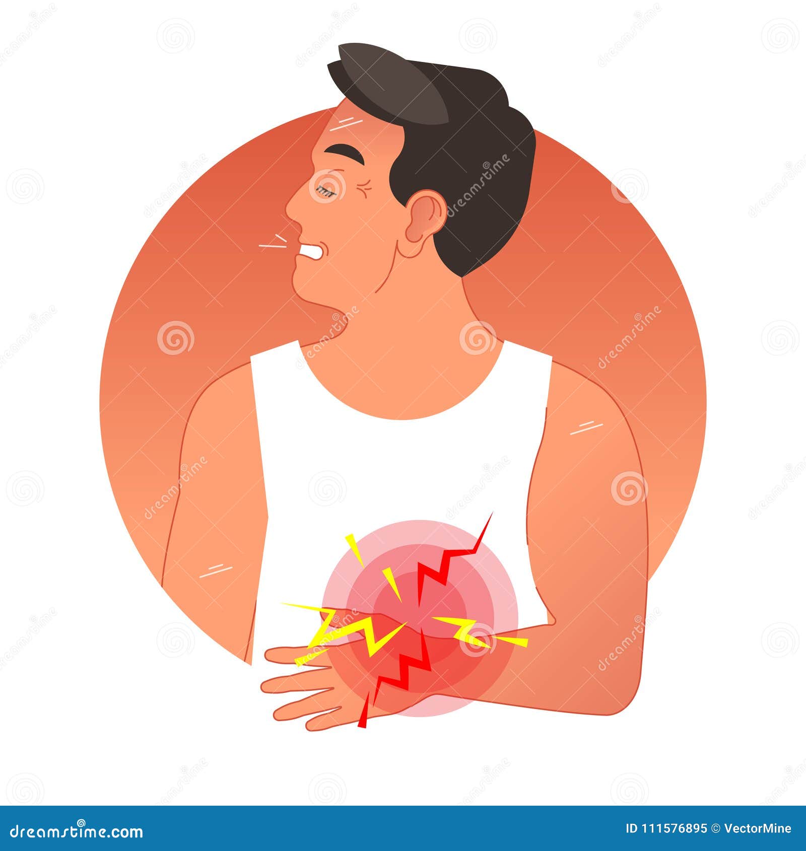 Painful Stomach Concept Vector Illustration with Human Torso. Gastric  Health Problems. Stock Vector - Illustration of body, belly: 111576895