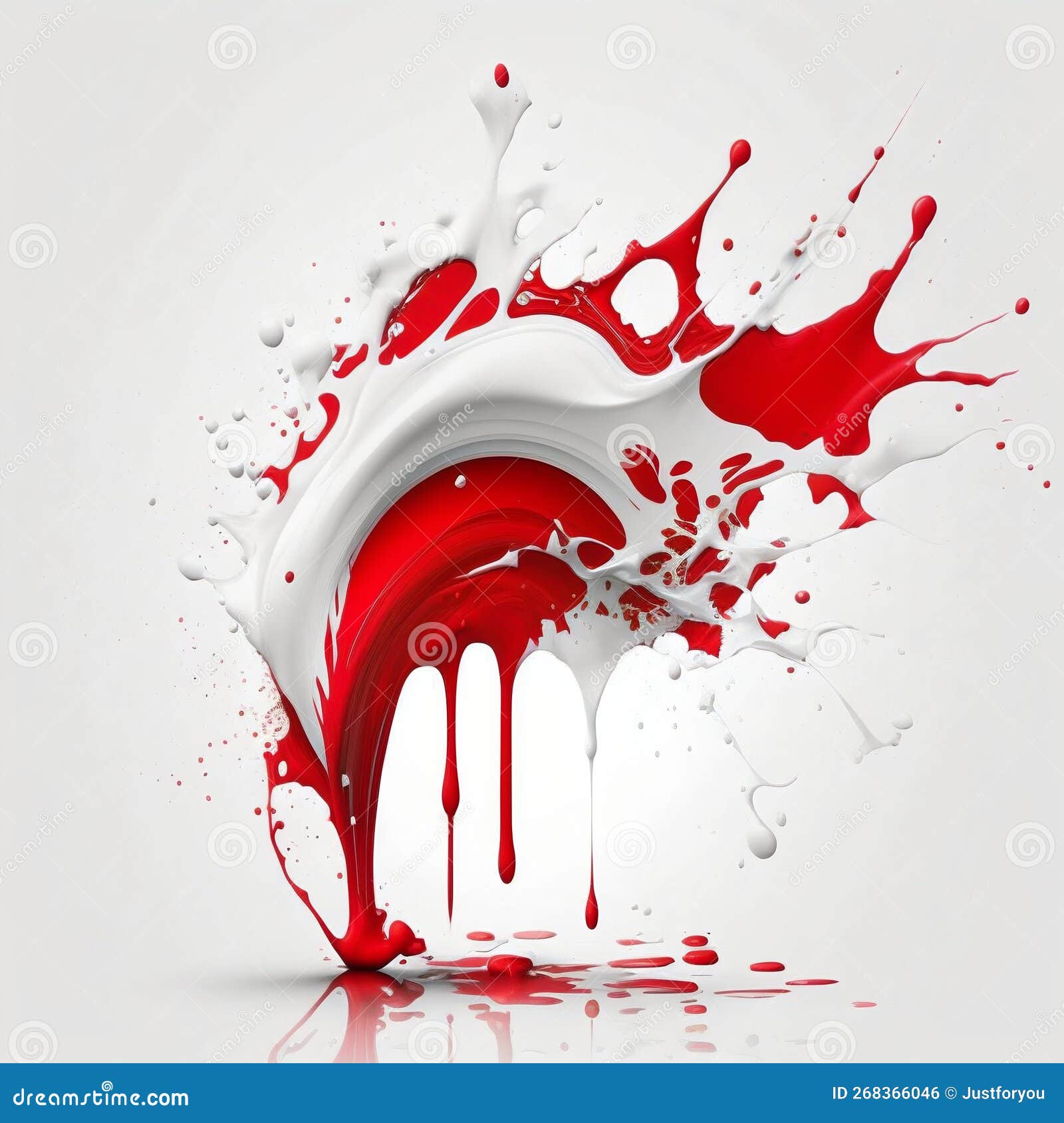 Paint Acrylic Splash Red and White Colors. Generative AI Stock Illustration Illustration of