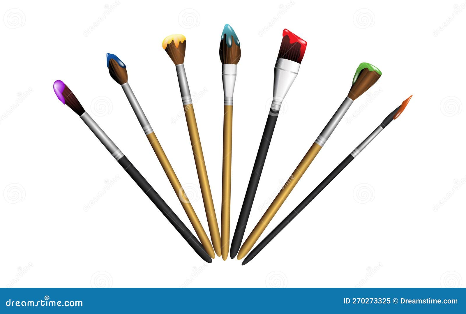Illustration of Paint Brushes Art Tools Isolated Stock Illustration
