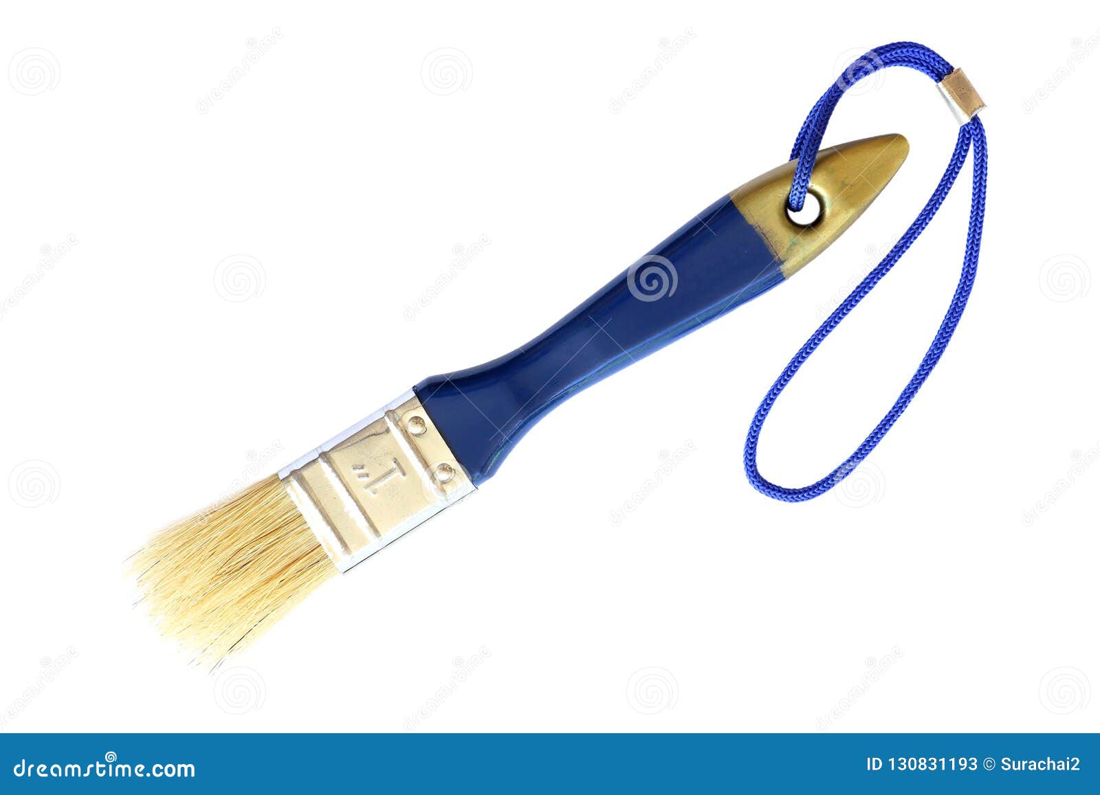 Paint Brush with Blue Handle Isolated on White Stock Image Image of