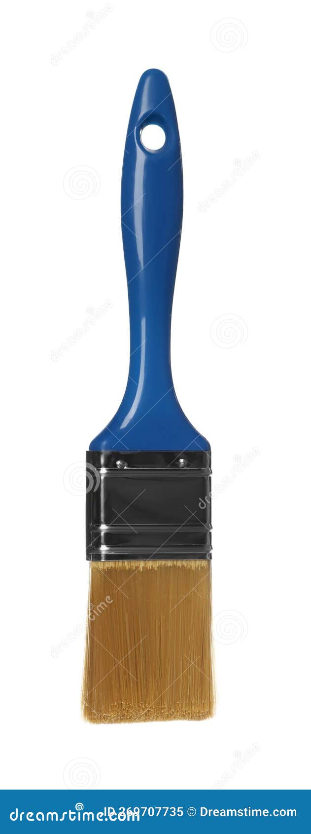 Paint Brush with Blue Handle Isolated on White Stock Image Image of