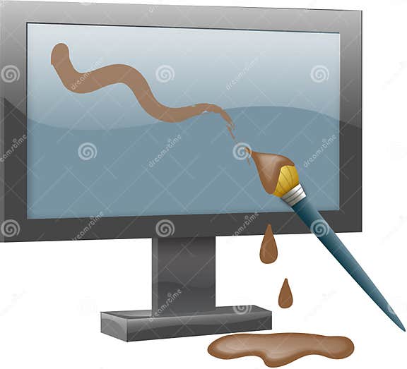 Paint Brush and Computer stock vector. Illustration of brush 12010767