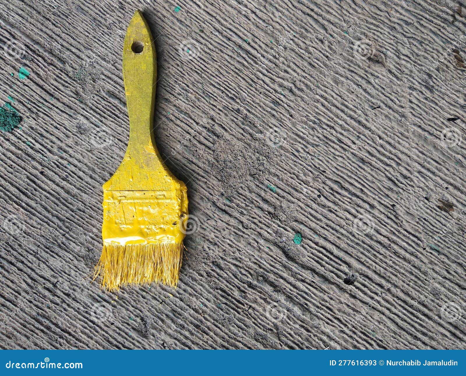 Paint Brush on Concrete Floor Stock Image Image of decor, indoor