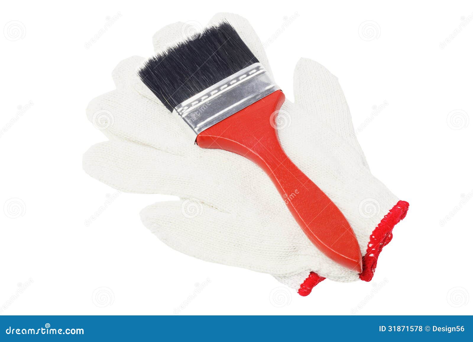 Paint Brush and Cotton Gloves Stock Photo Image of cutout, isolated