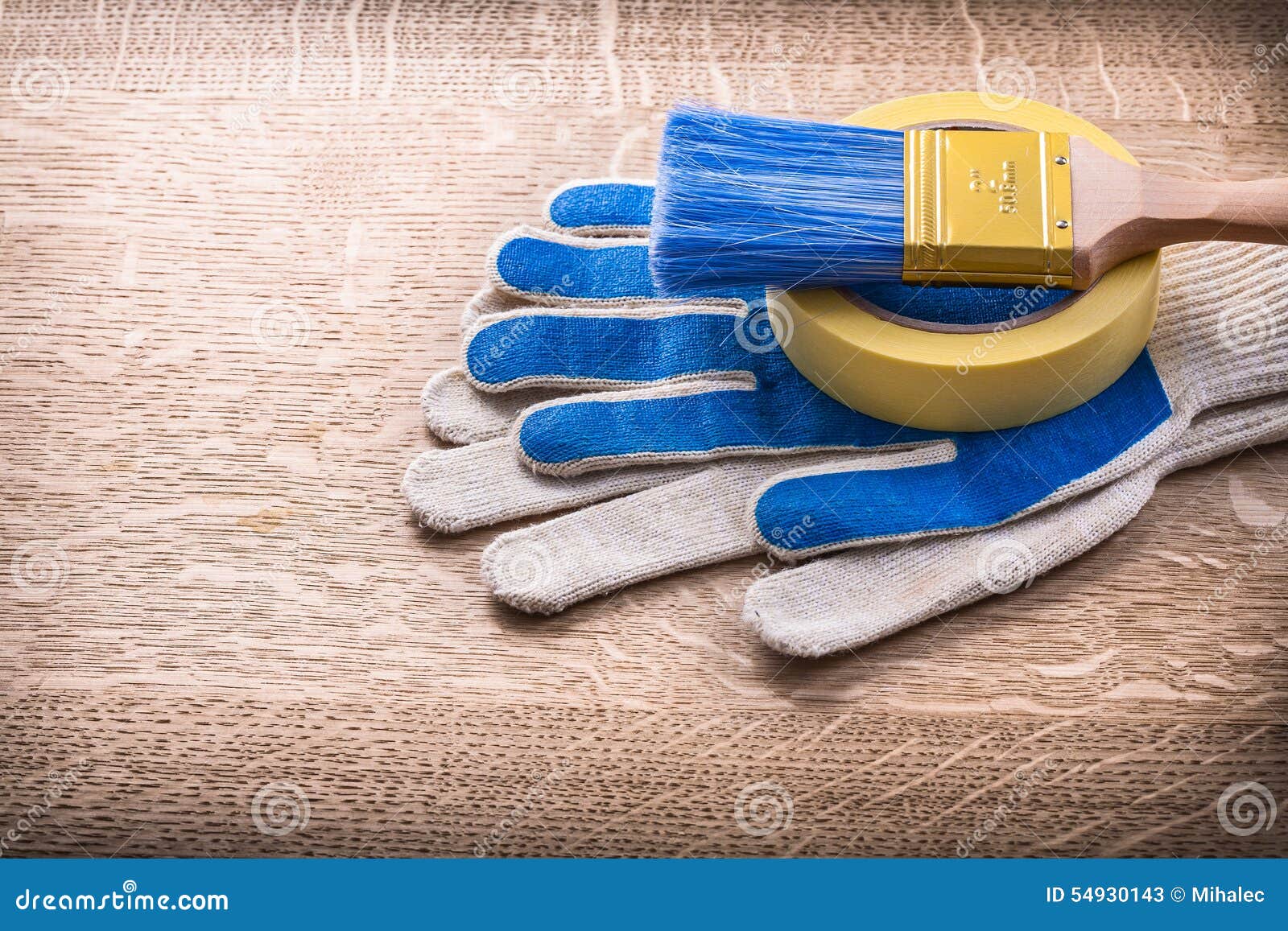 Paint Brush on Duct Tape and Gloves Stock Image Image of paintbrush