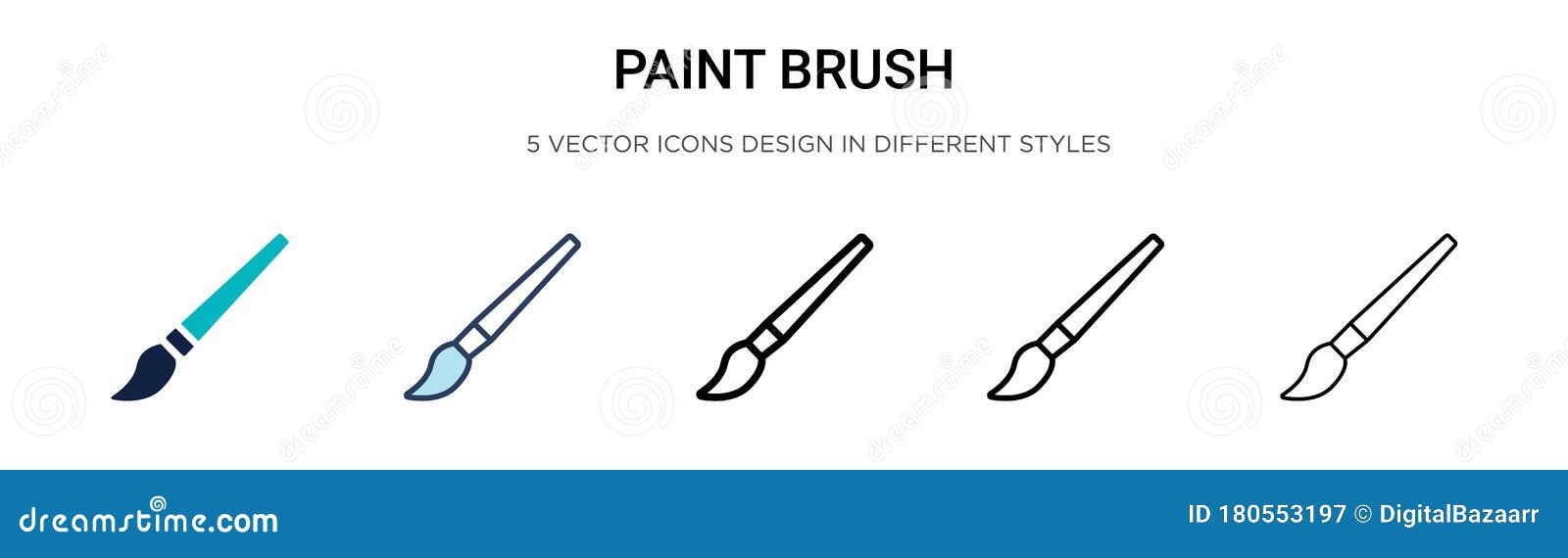 Paint bucket with brush linear icon. Thin line illustration