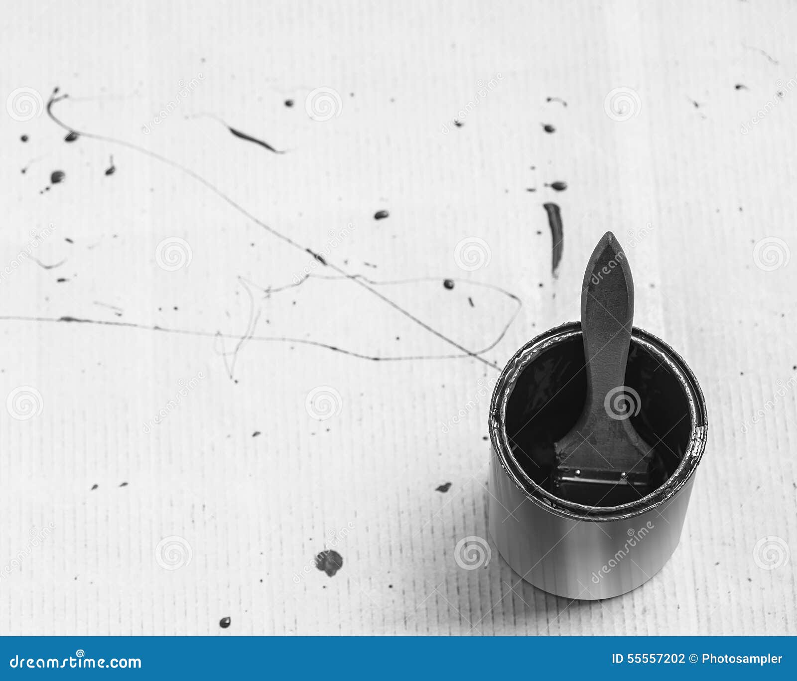 Paint brush in metal can stock photo. Image of reflection 55557202
