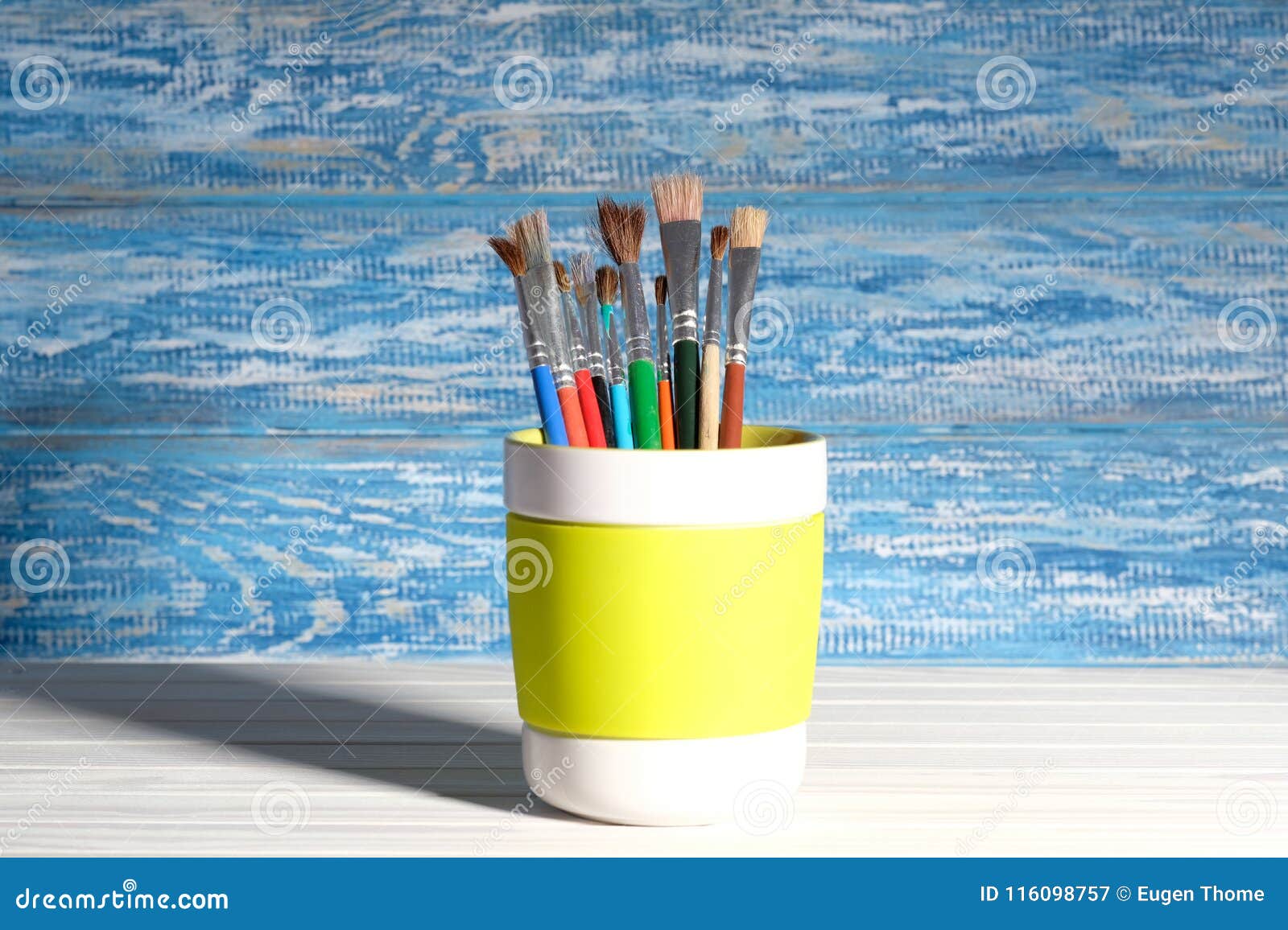 Paint brush in the mug stock image. Image of rustic 116098757
