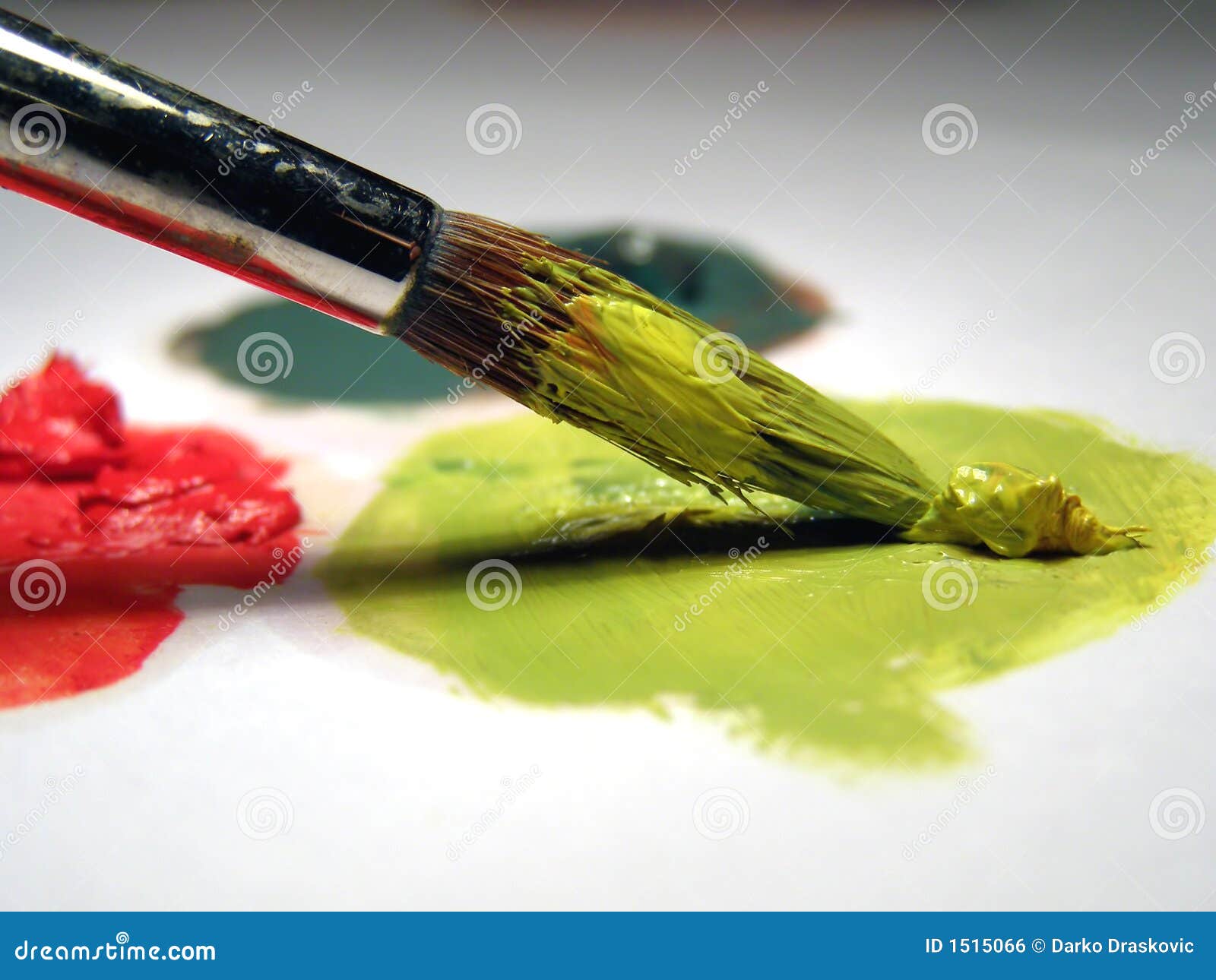 Paint brush and oil colors stock photo. Image of inkblot 1515066