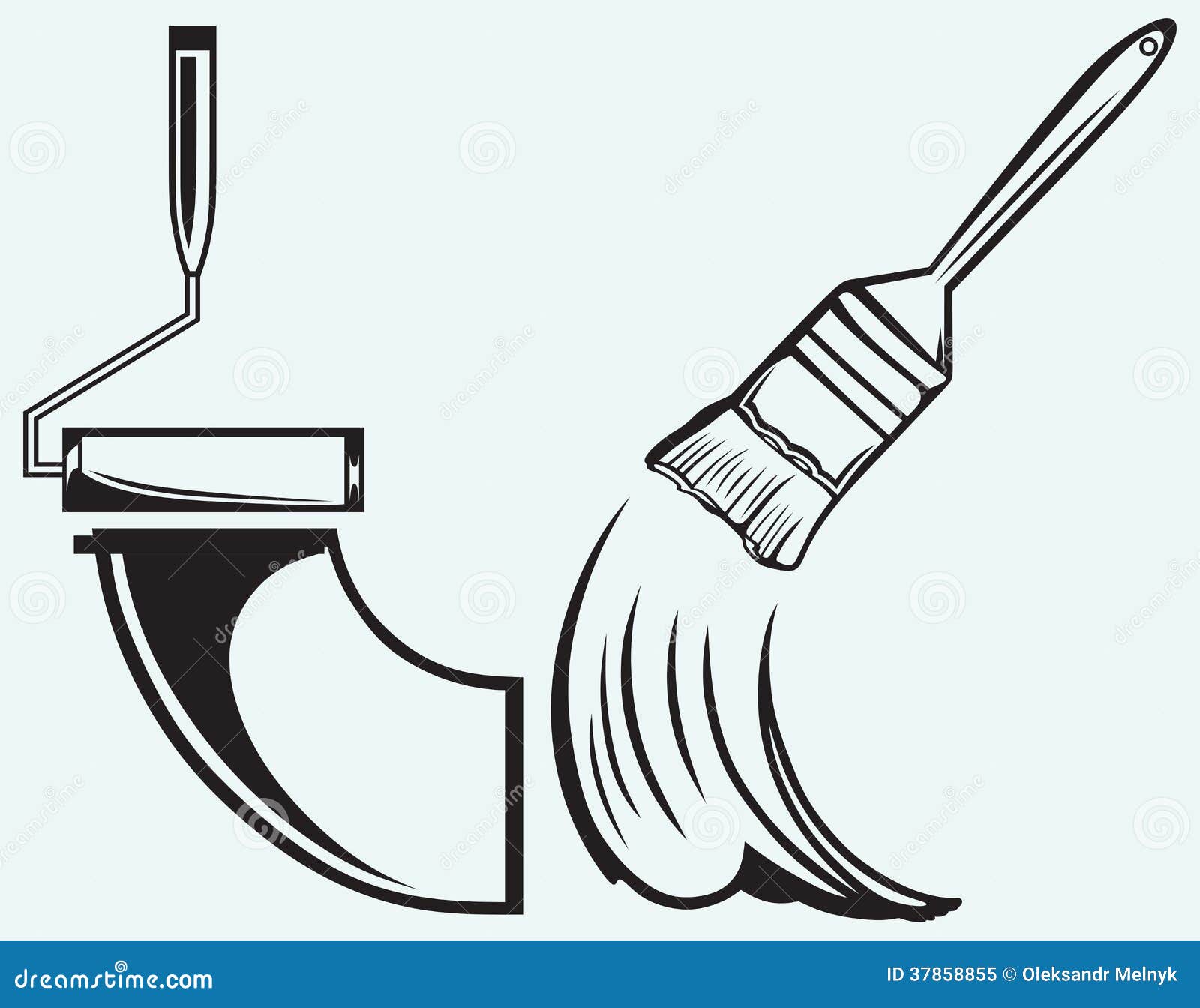 Paint Brush And Paint Roller Stock Vector - Illustration of brush